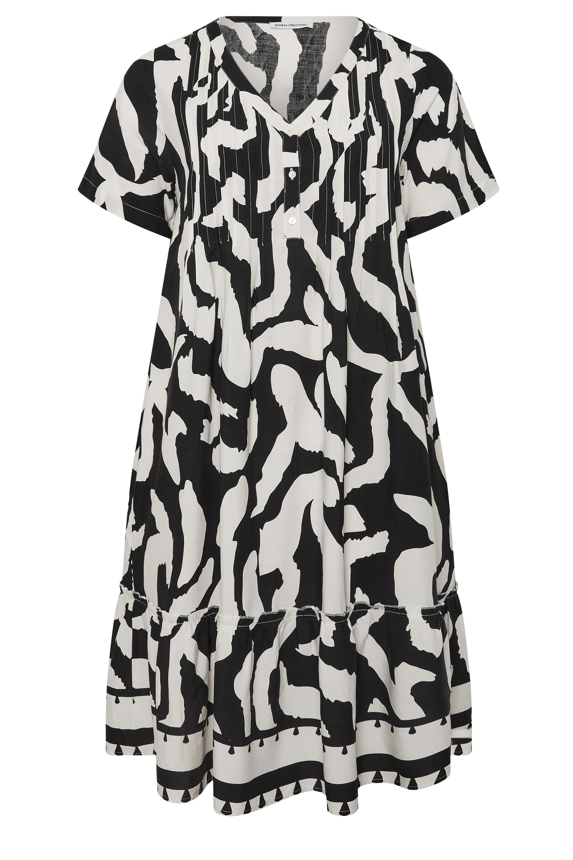 EVANS Plus Size Black Abstract Pintuck Dress | Evans 6