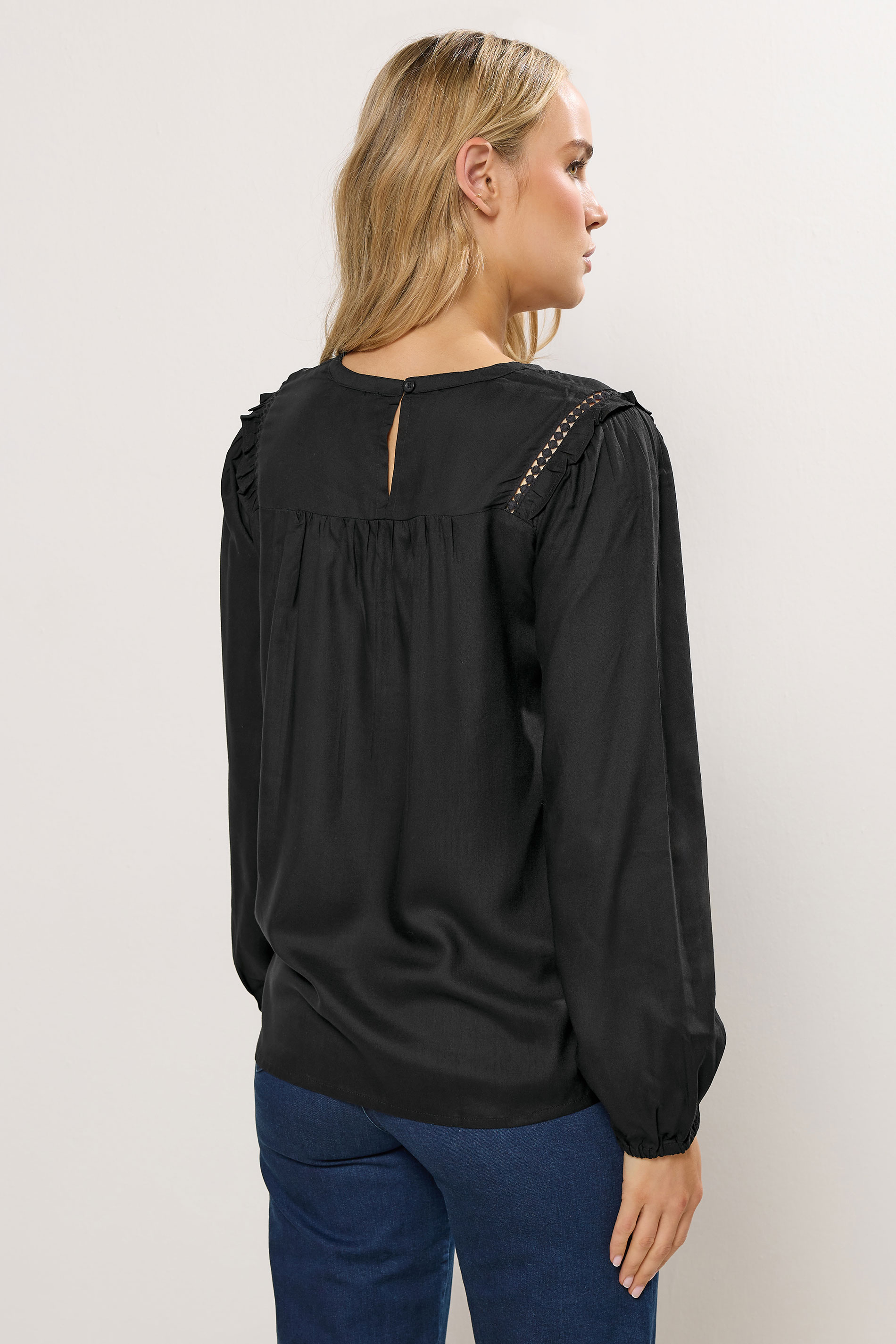 LTS Tall Black Woven Frill Blouse | Long Tall Sally 2