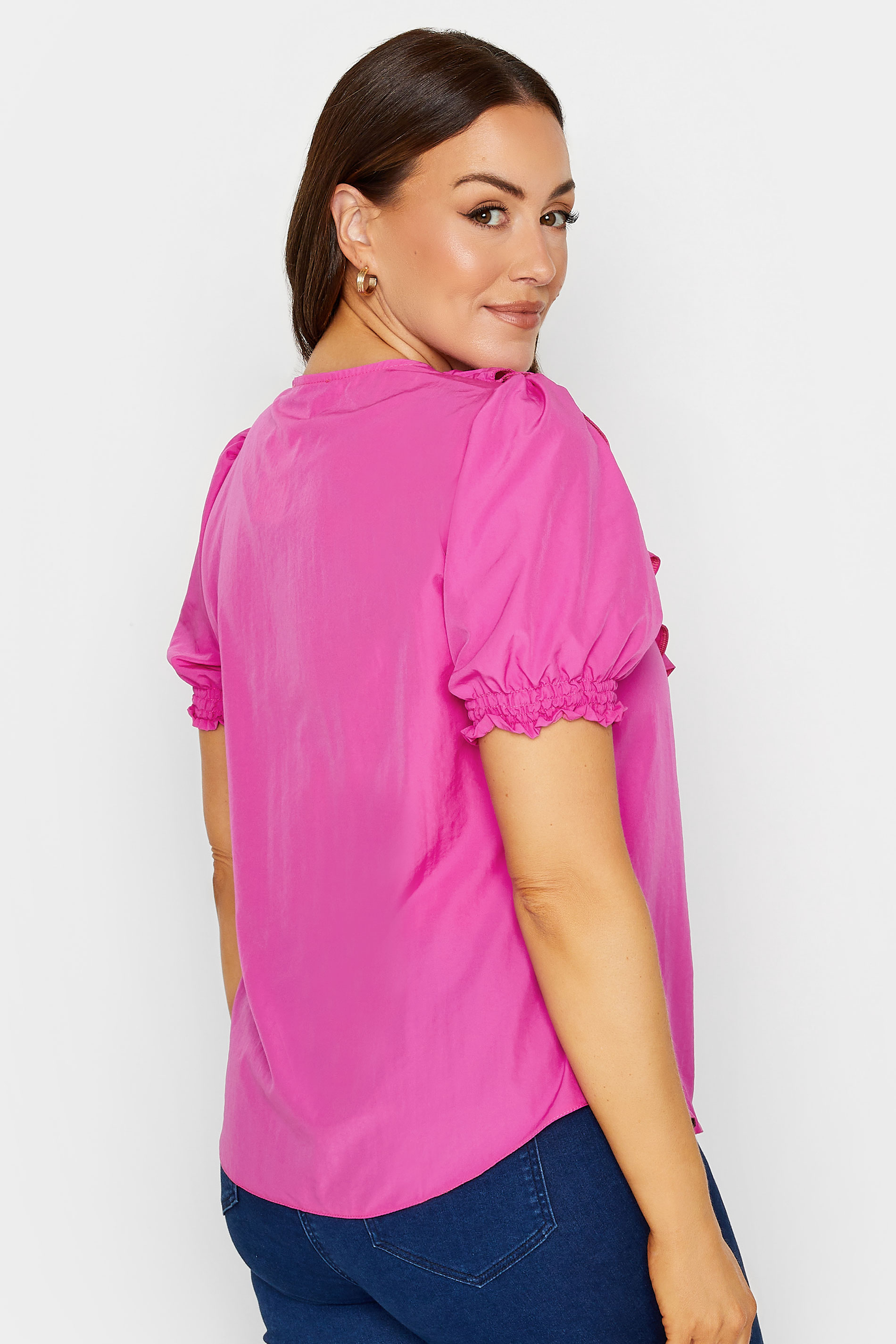 M&Co Bright Pink Frill Front Blouse | M&Co 3