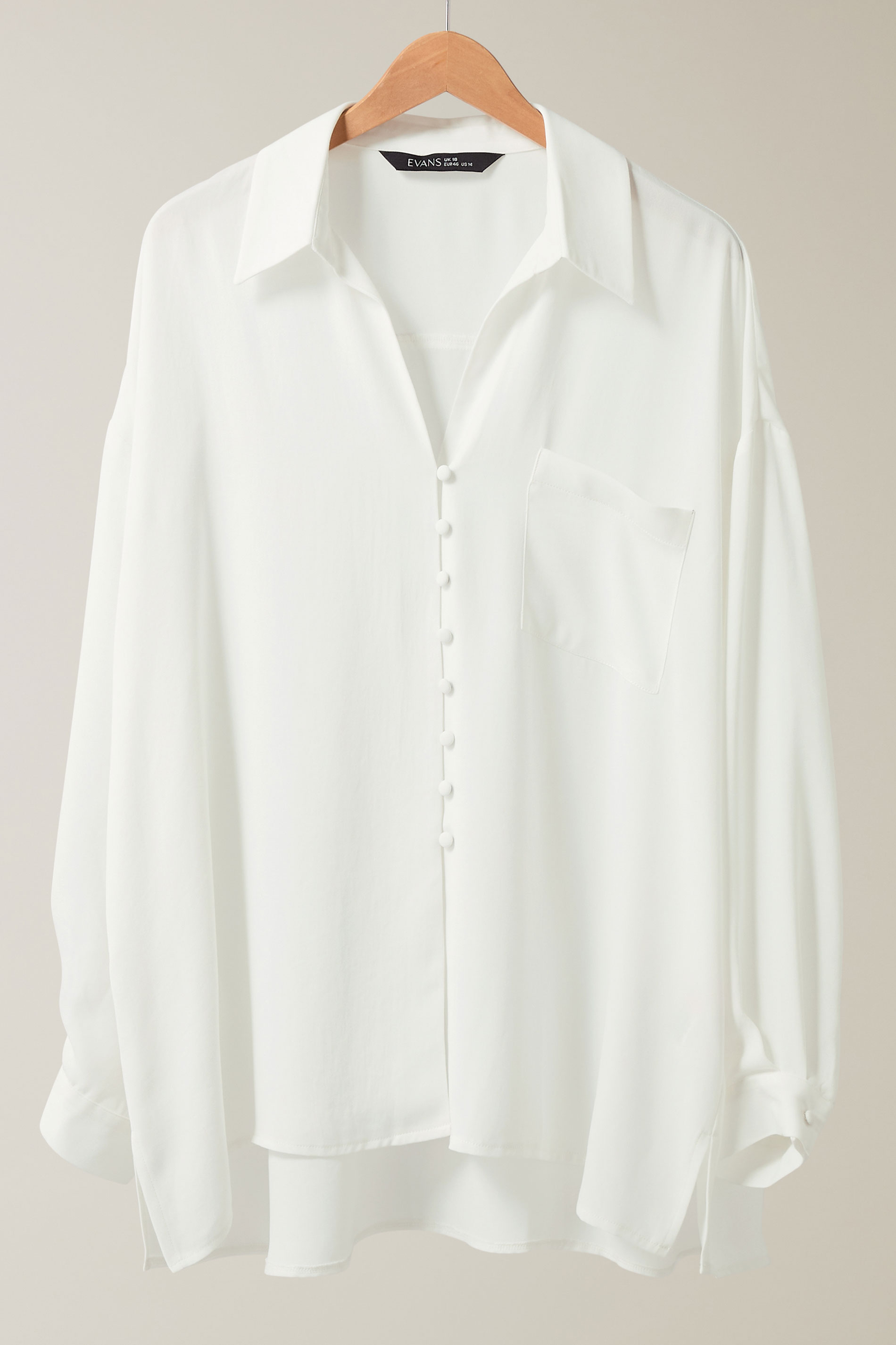 EVANS Plus Size White Dipped Hem Oversized Shirt | Evans 5