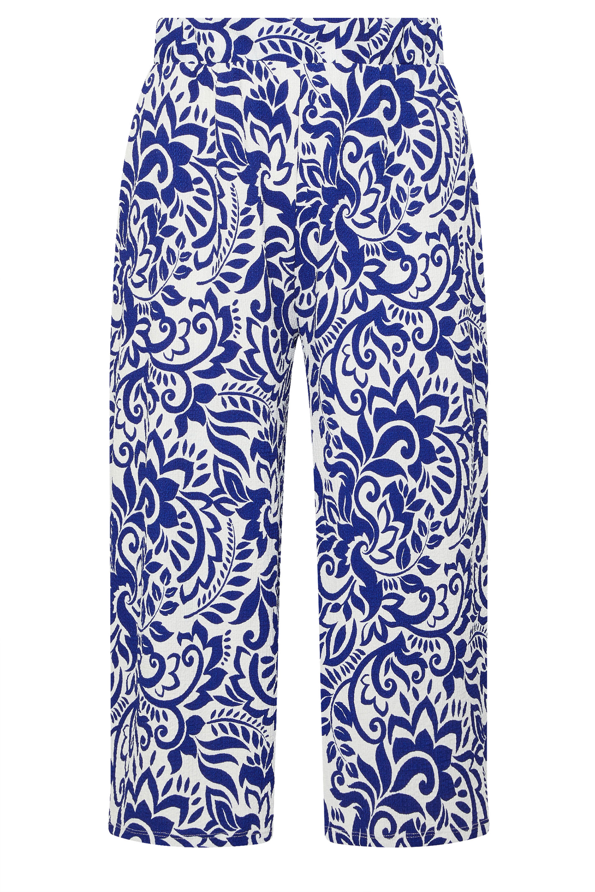 YOURS Plus Size Blue Abstract Floral Textured Midaxi Culottes | Yours Clothing 5