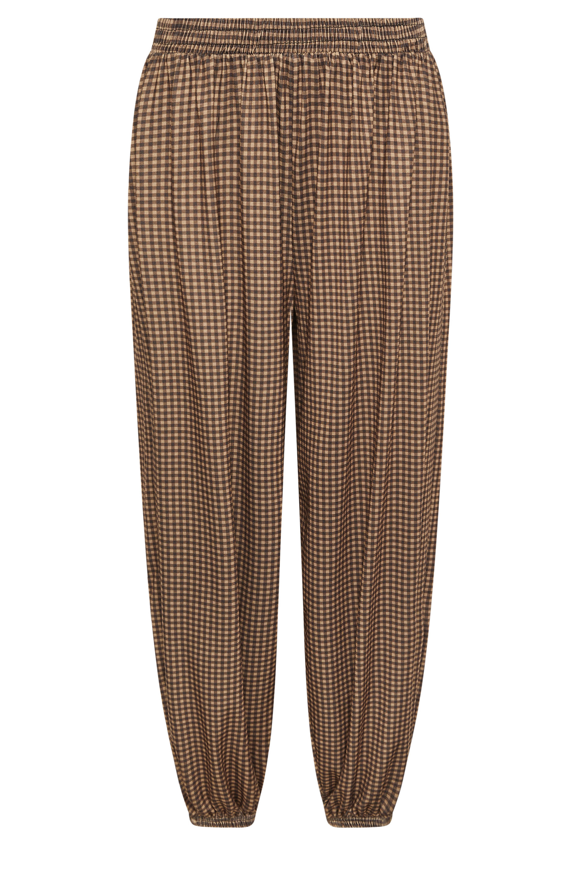 PixieGirl Petite Women's Brown Gingham Balloon Trousers | PixieGirl 5