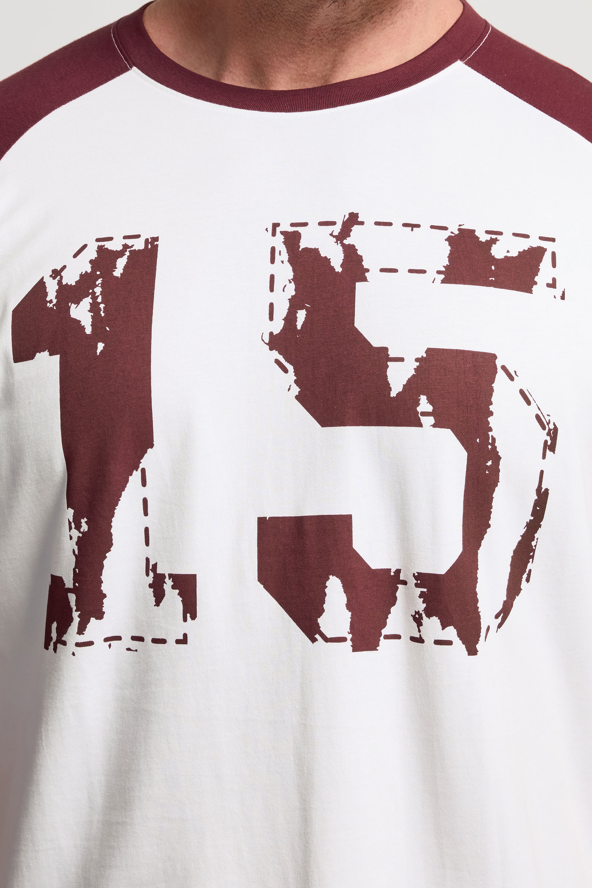 BadRhino Big & Tall Red & White Extra Long Raglan Football T-Shirt | BadRhino 4