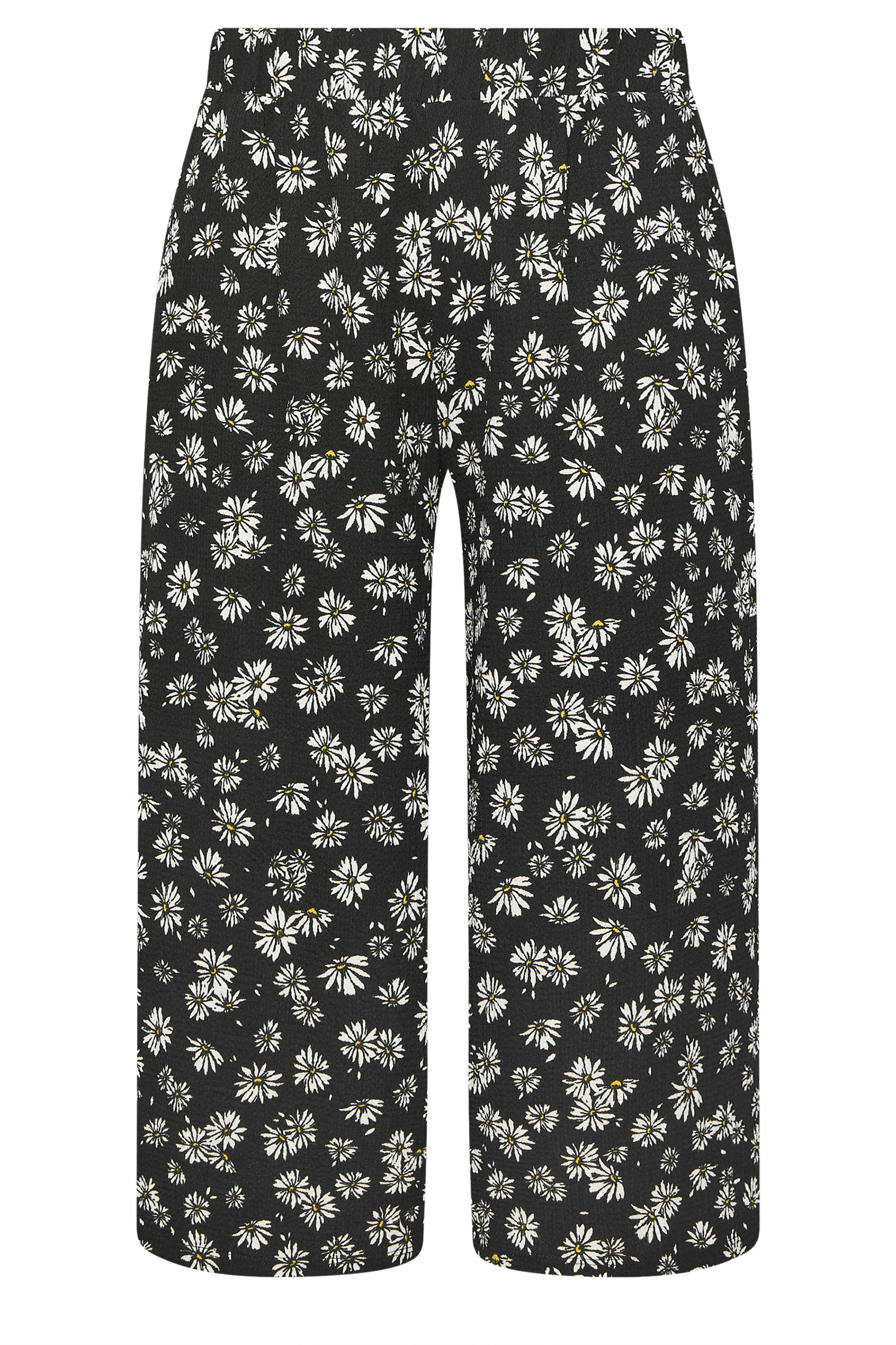 YOURS Curve Black Daisy Print Jersey Culottes | Yours Clothing 5