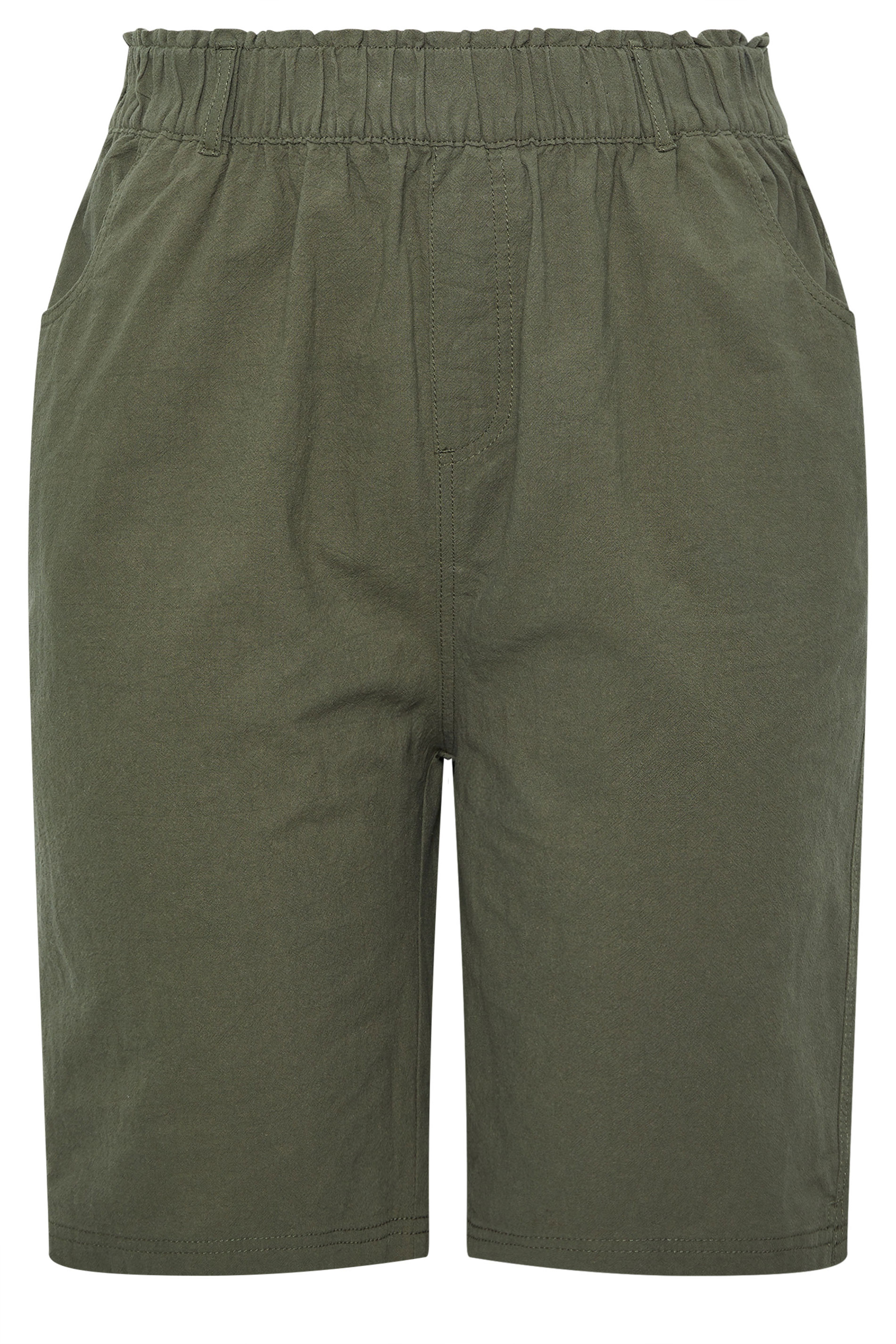 YOURS Plus Size Khaki Green Cool Cotton Shorts | Yours Clothing 5
