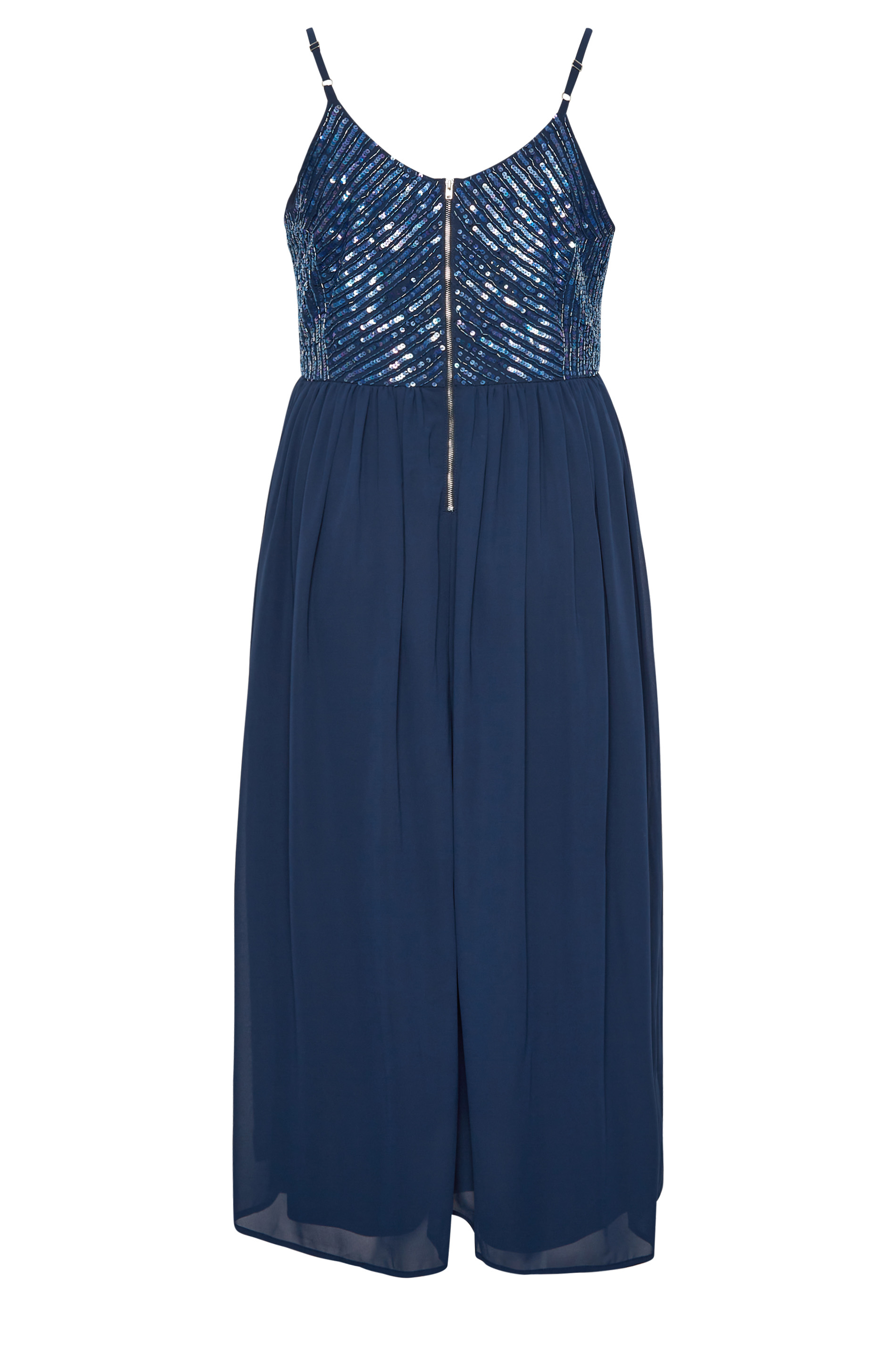 LUXE Plus Size Navy Blue Sequin Embellished Sleeveless Maxi Dress | Yours Clothing 7