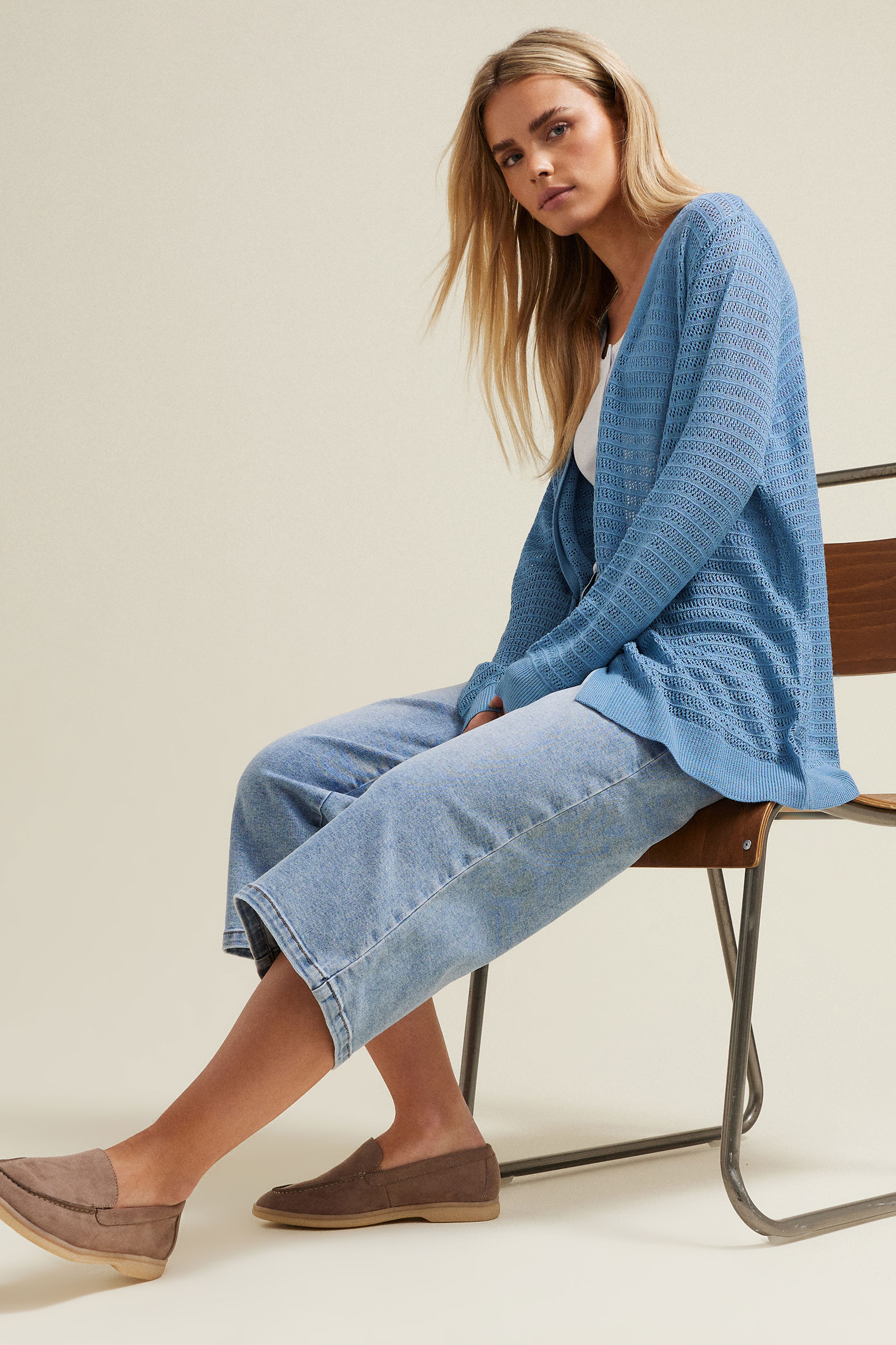 M&Co Petite Blue Pointelle Detail Cardigan | M&Co 1
