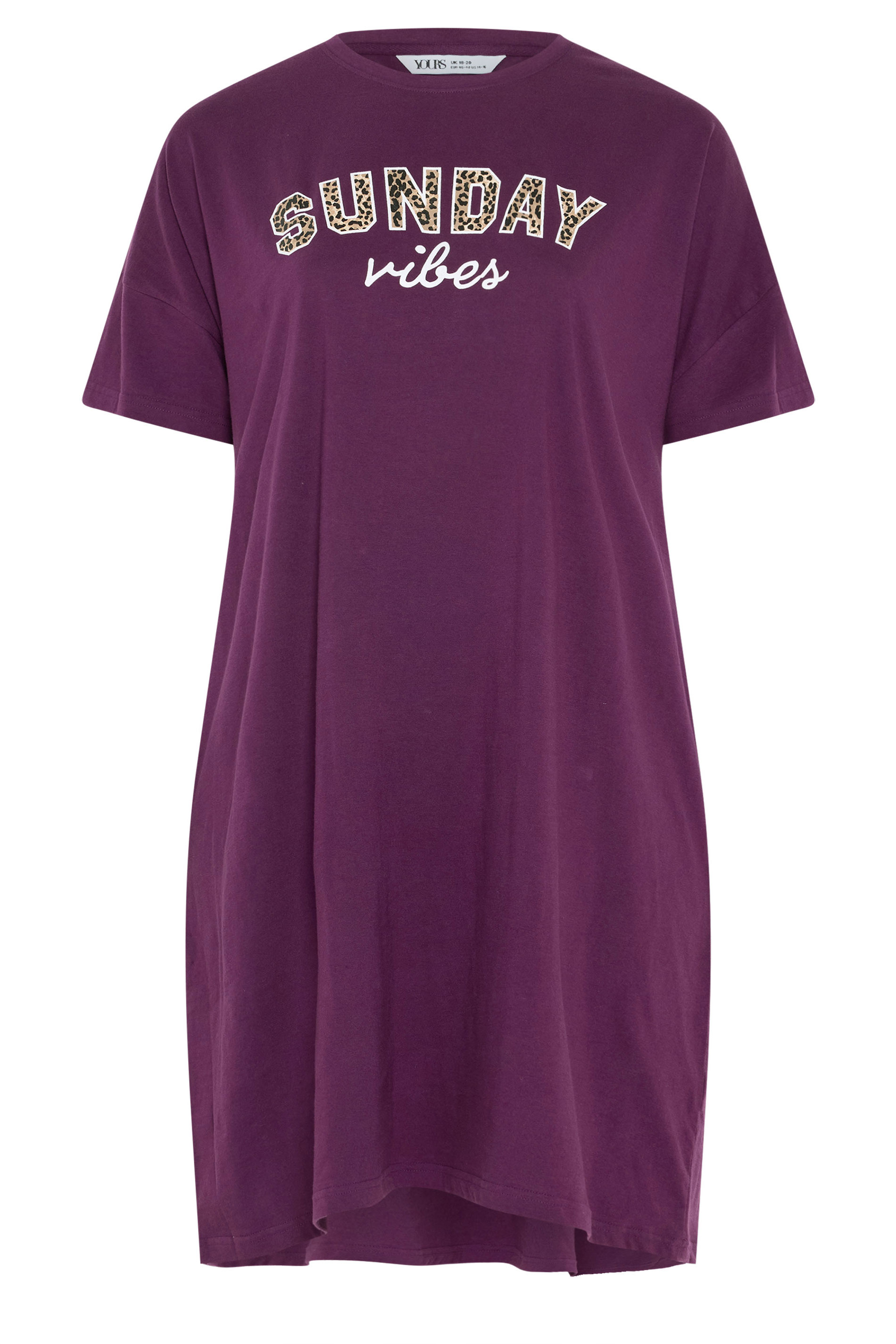 YOURSET 2 PACK Plus Size Burgundy Red 'Sunday Vibes' Sleep Tee Nightdresses | Yours Clothing 8
