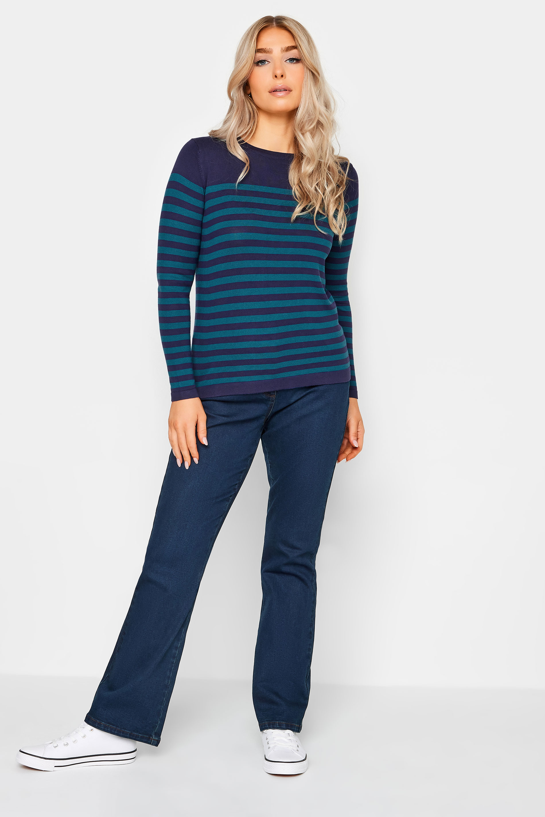 M&Co Petite Navy Blue Stripe Knitted Jumper | M&Co 2