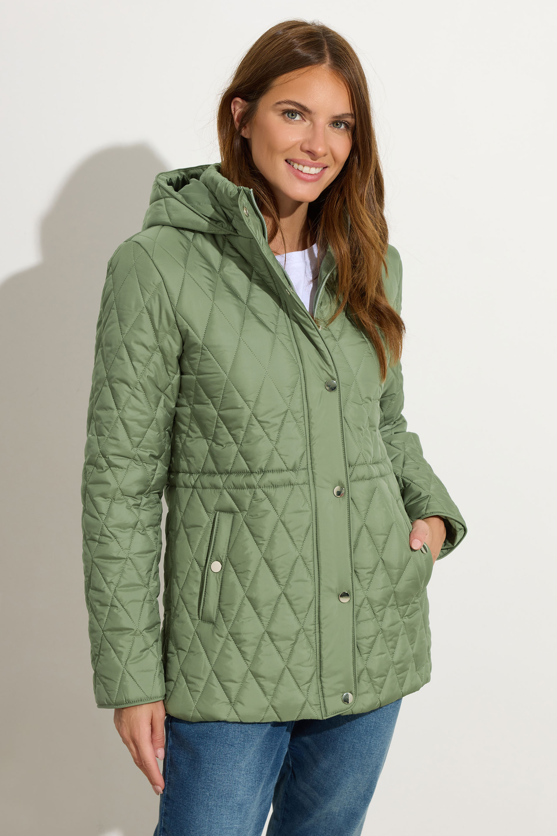 M&Co Sage Green Diamond Quilted Jacket | M&Co 2