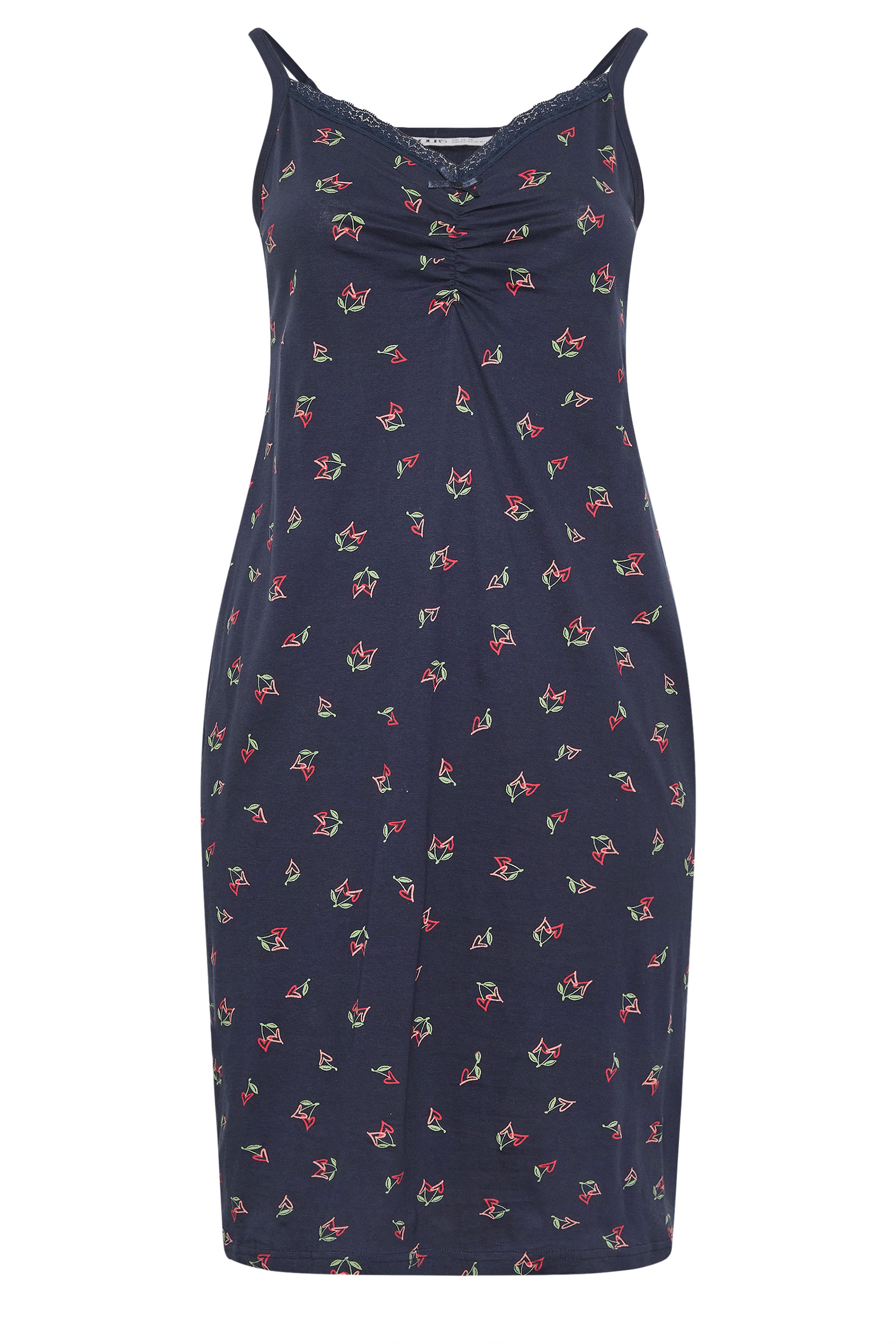 YOURS Plus Size Navy Blue Cherry Heart Chemise Nightdress | Yours Clothing 5