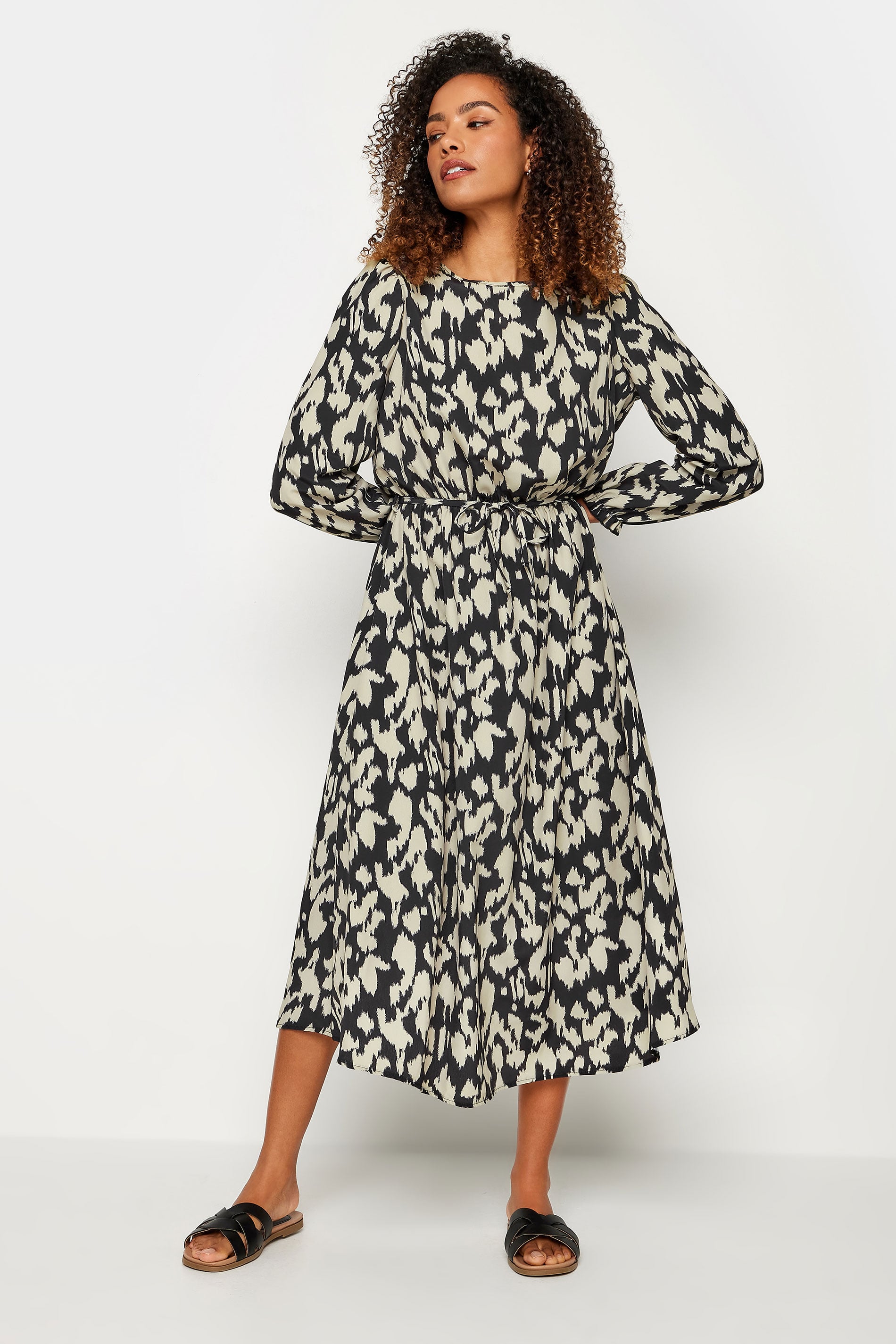 M&Co Green Abstract Print Smock Dress | M&Co 1