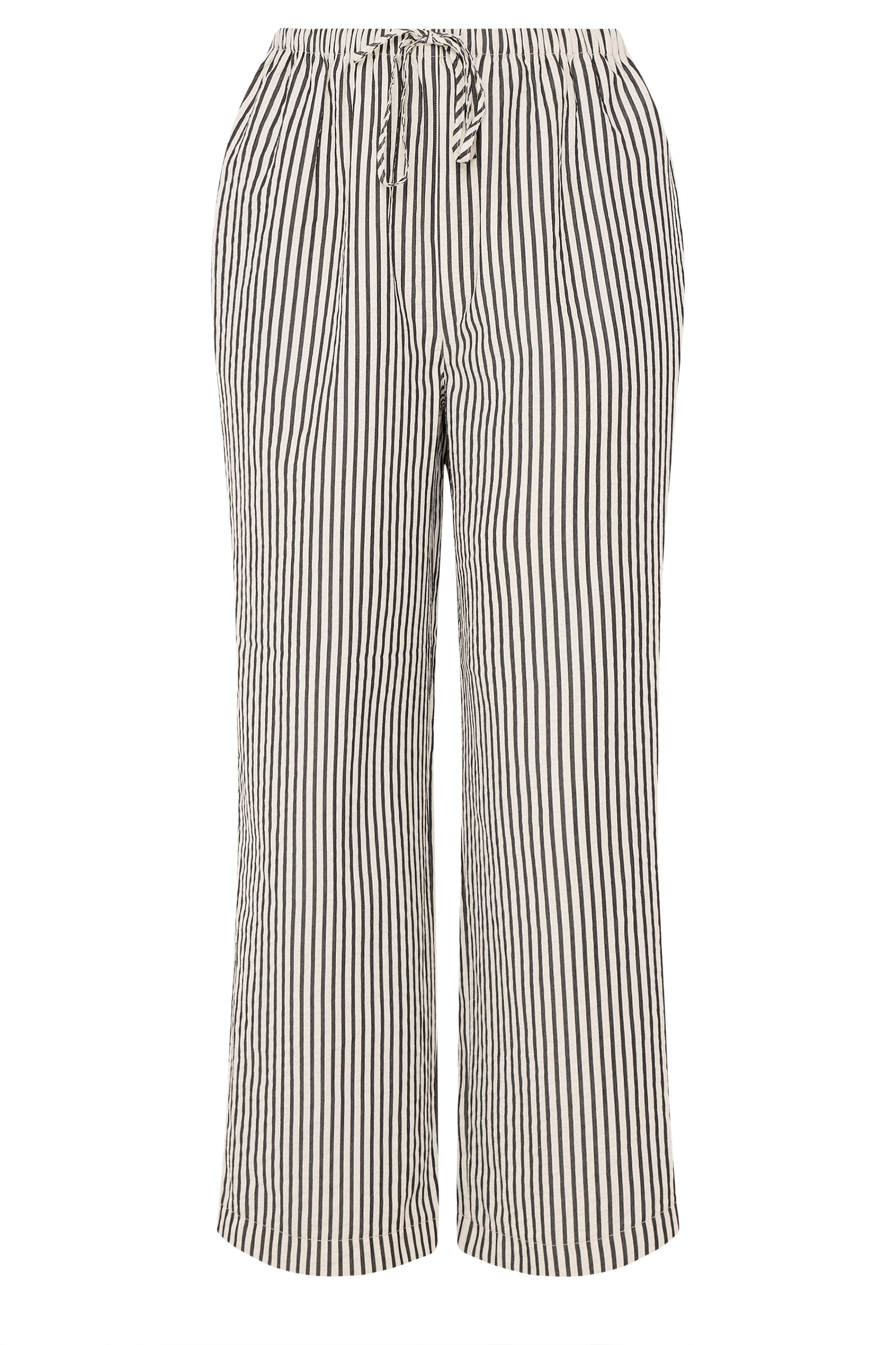 YOURS Plus Size Cream & Black Stripe Trousers | Yours Clothing 5