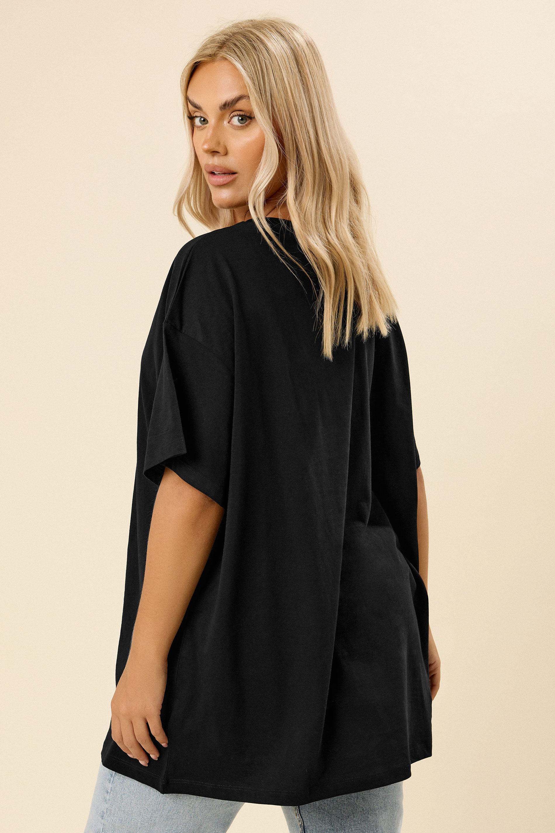 YOURS Plus Size Black Floral Oversized Sequin Top | Yours Clothing 2