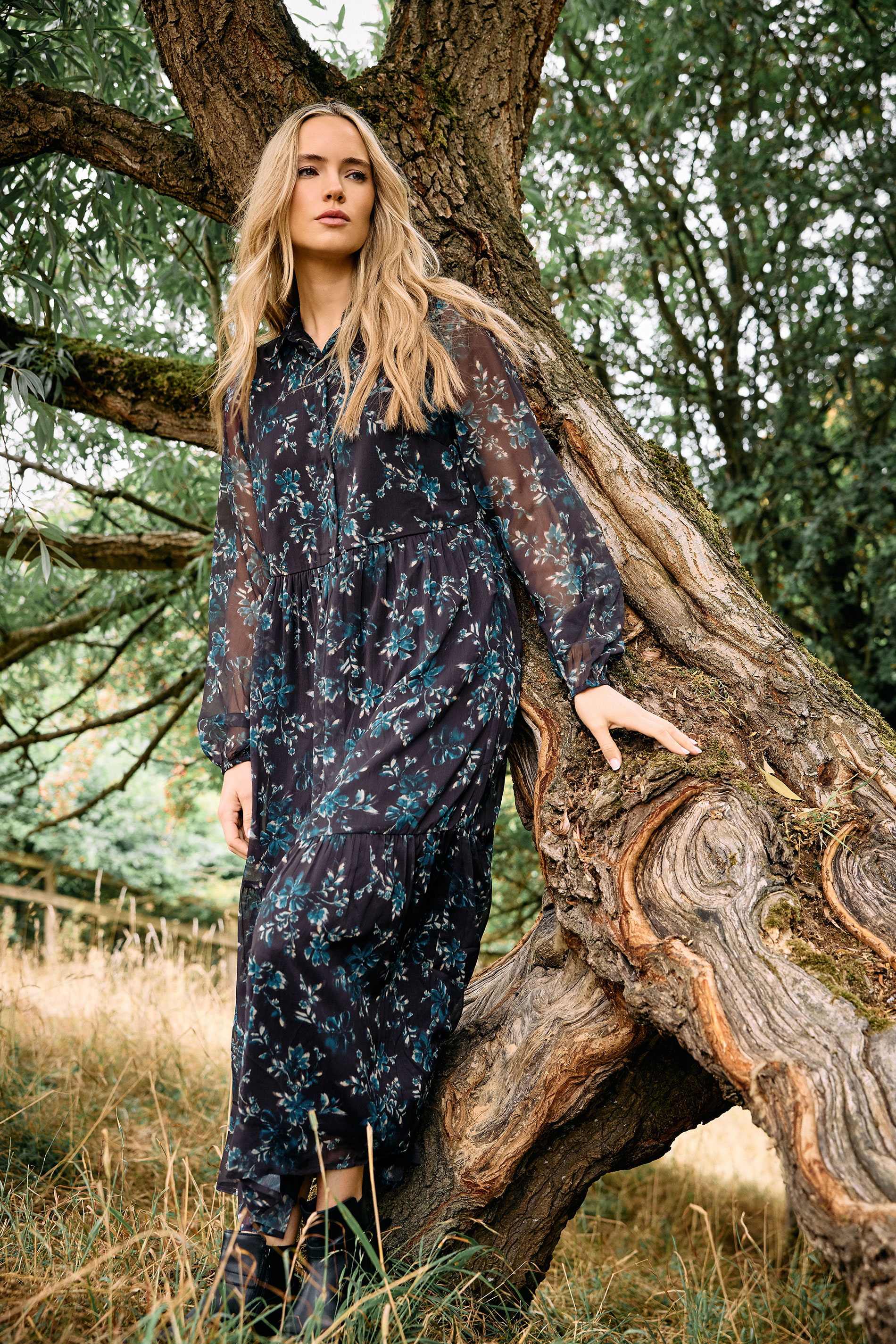 LTS Tall Purple Floral Tiered Maxi Dress | Long Tall Sally 1