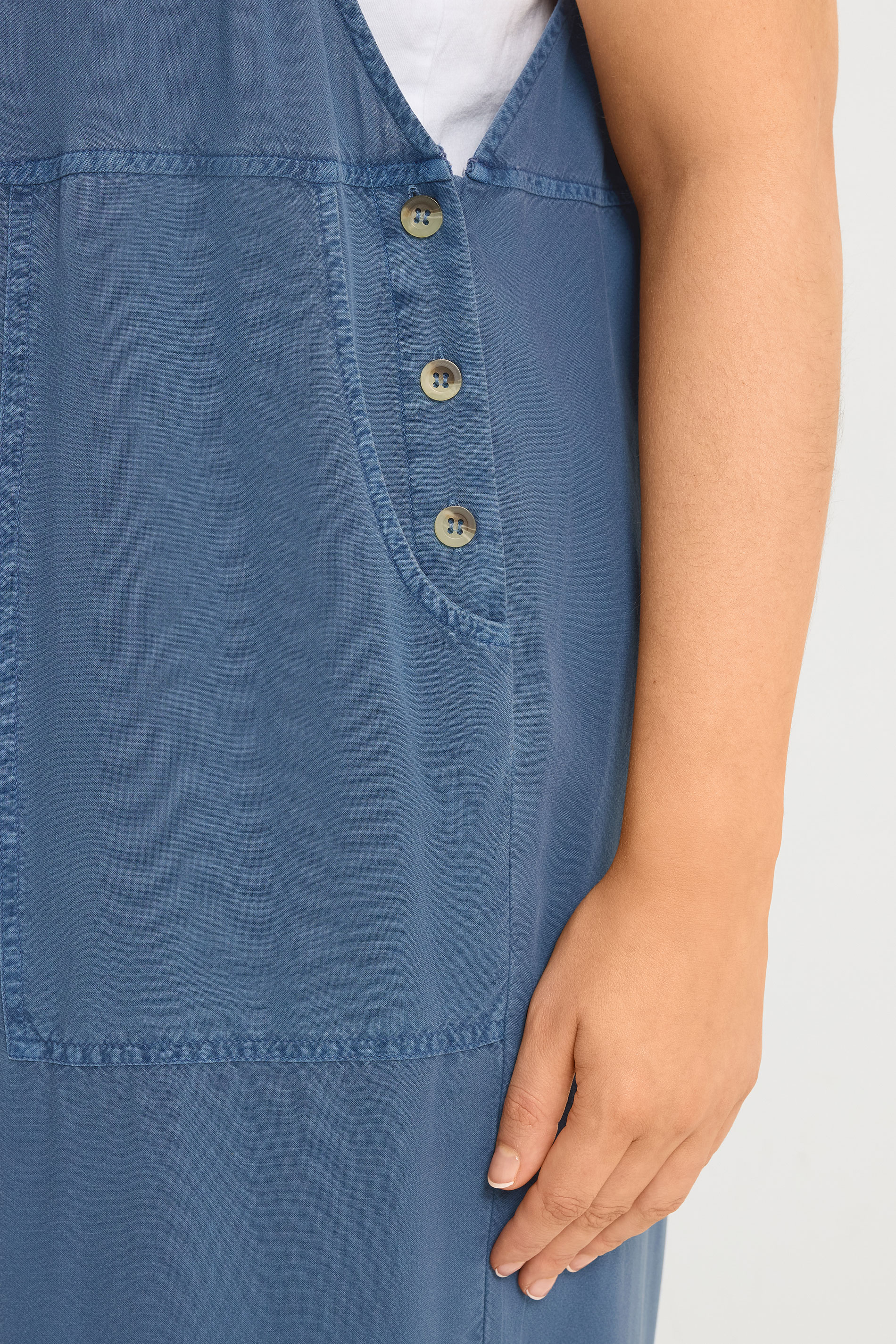 YOURS Plus Size Blue Chambray Wide Leg Dungarees | Yours Clothing 4