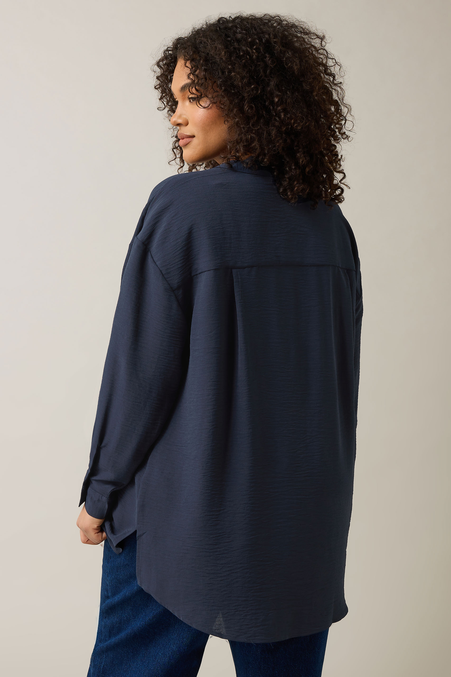 EVANS Plus Size Navy Blue Utility Pocket Shirt | Evans 2