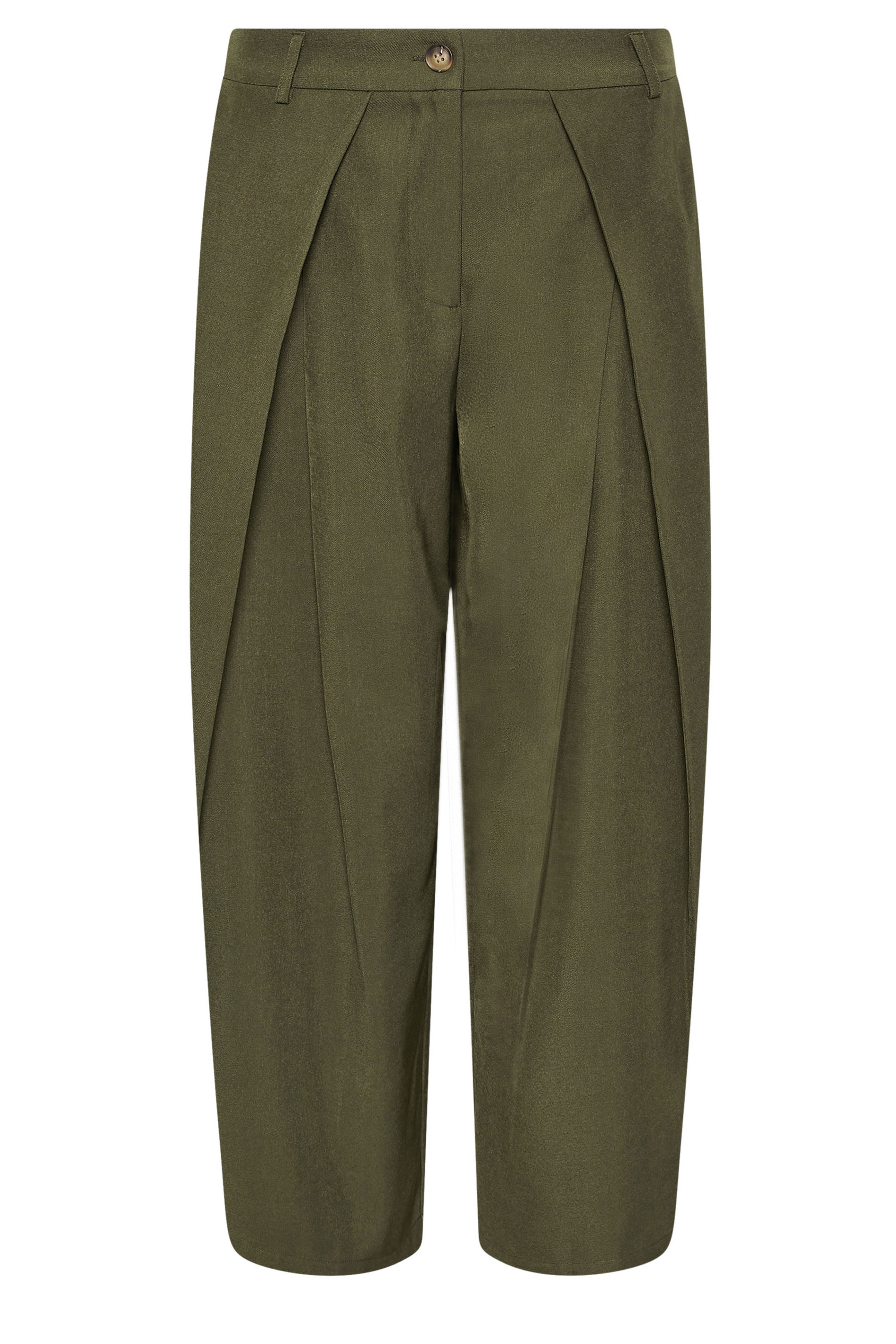 PixieGirl Petite Women's Olive Green Wrap Pleated Wide Leg Trousers | PixieGirl 5