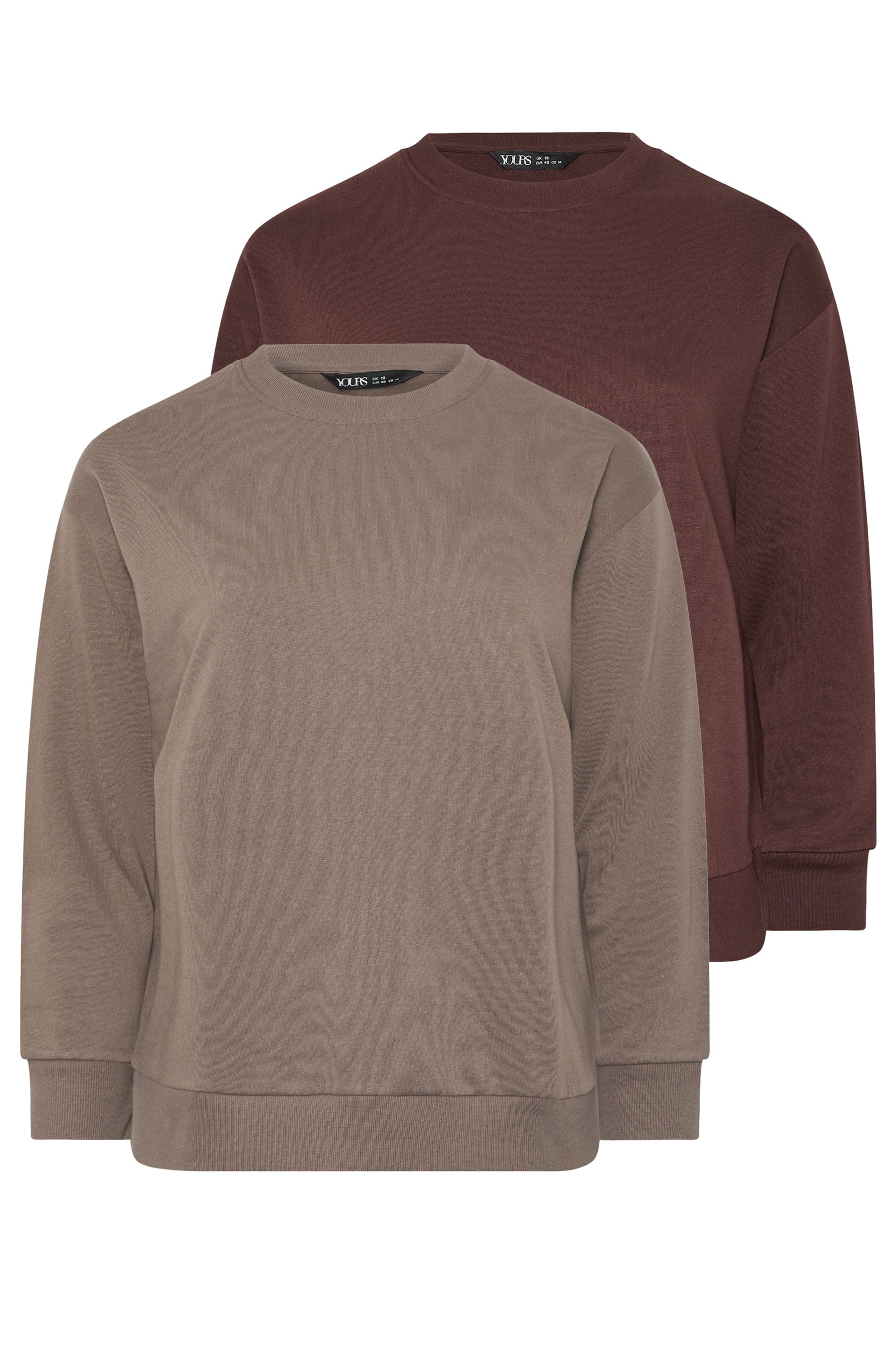 YOURSET Plus Size 2 PACK Chocolate Brown & Mocha Brown Sweatshirts | Yours Clothing 8