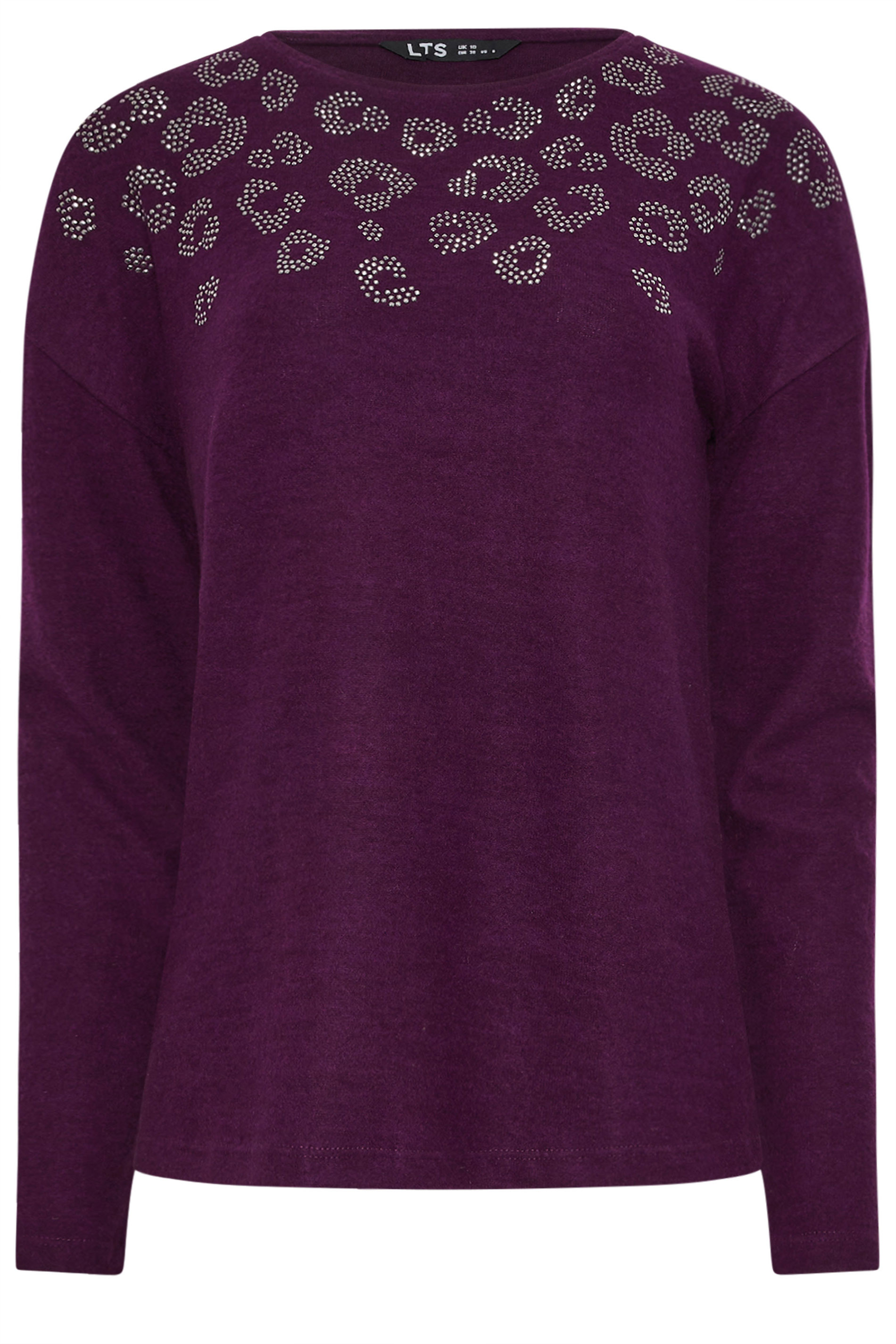 LTS Tall Purple Soft Touch Animal Embellished Jumper | Long Tall Sally 5