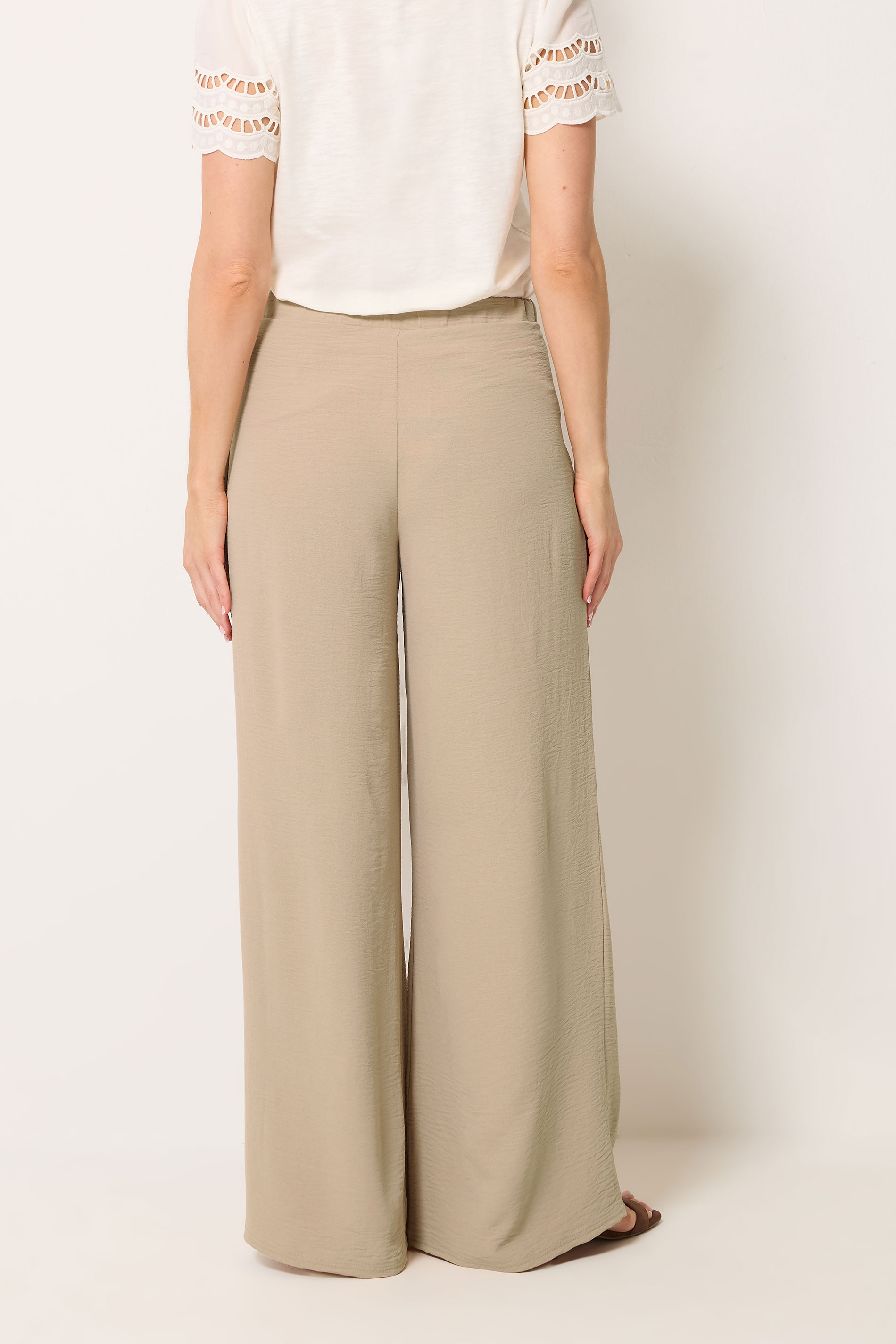 LTS Tall Women's Stone Brown Pleated Palazzo Wide Leg Trousers | Long Tall Sally 2