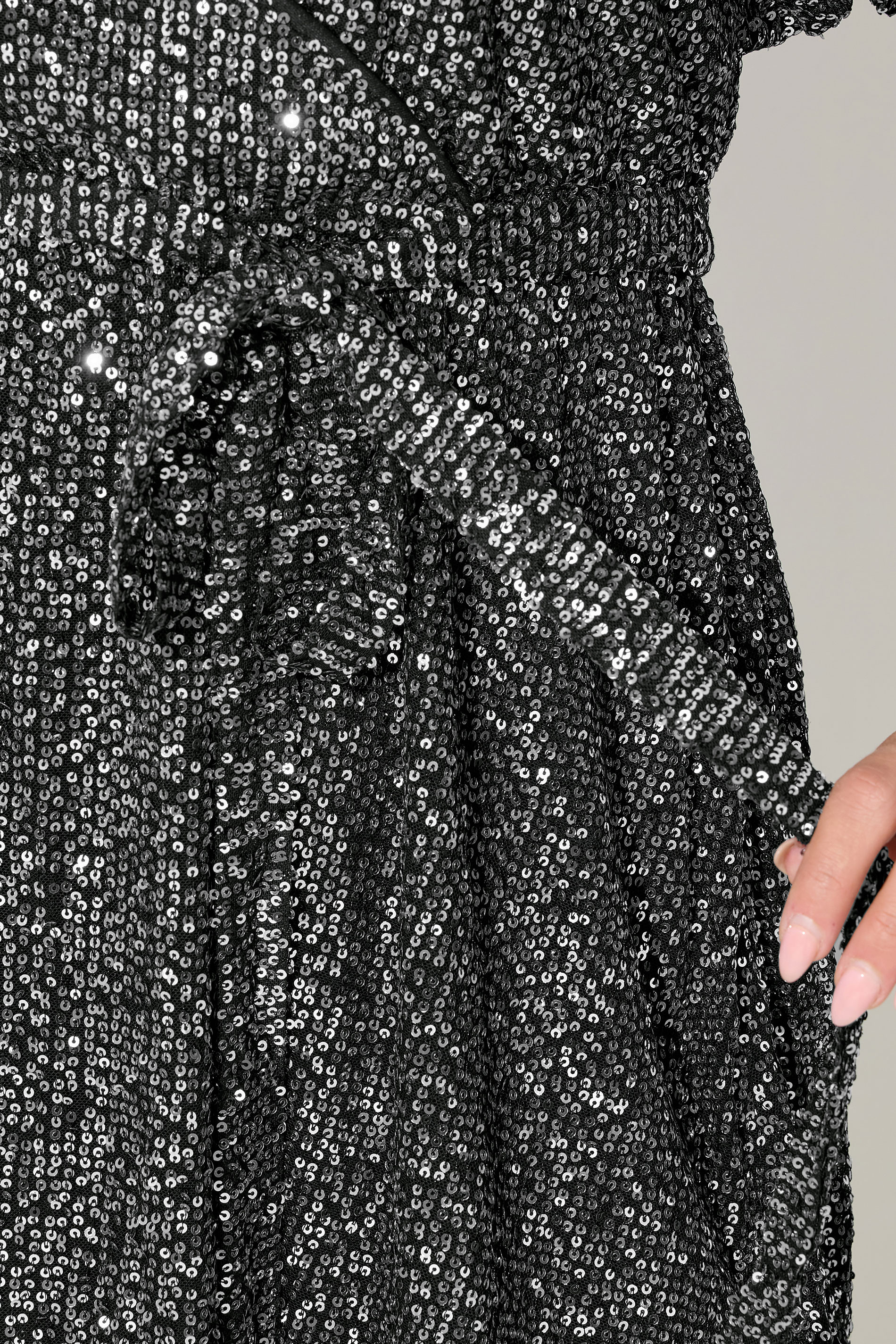 YOURS LONDON Plus Size Silver Sequin Wrap Top | Yours Clothing  4
