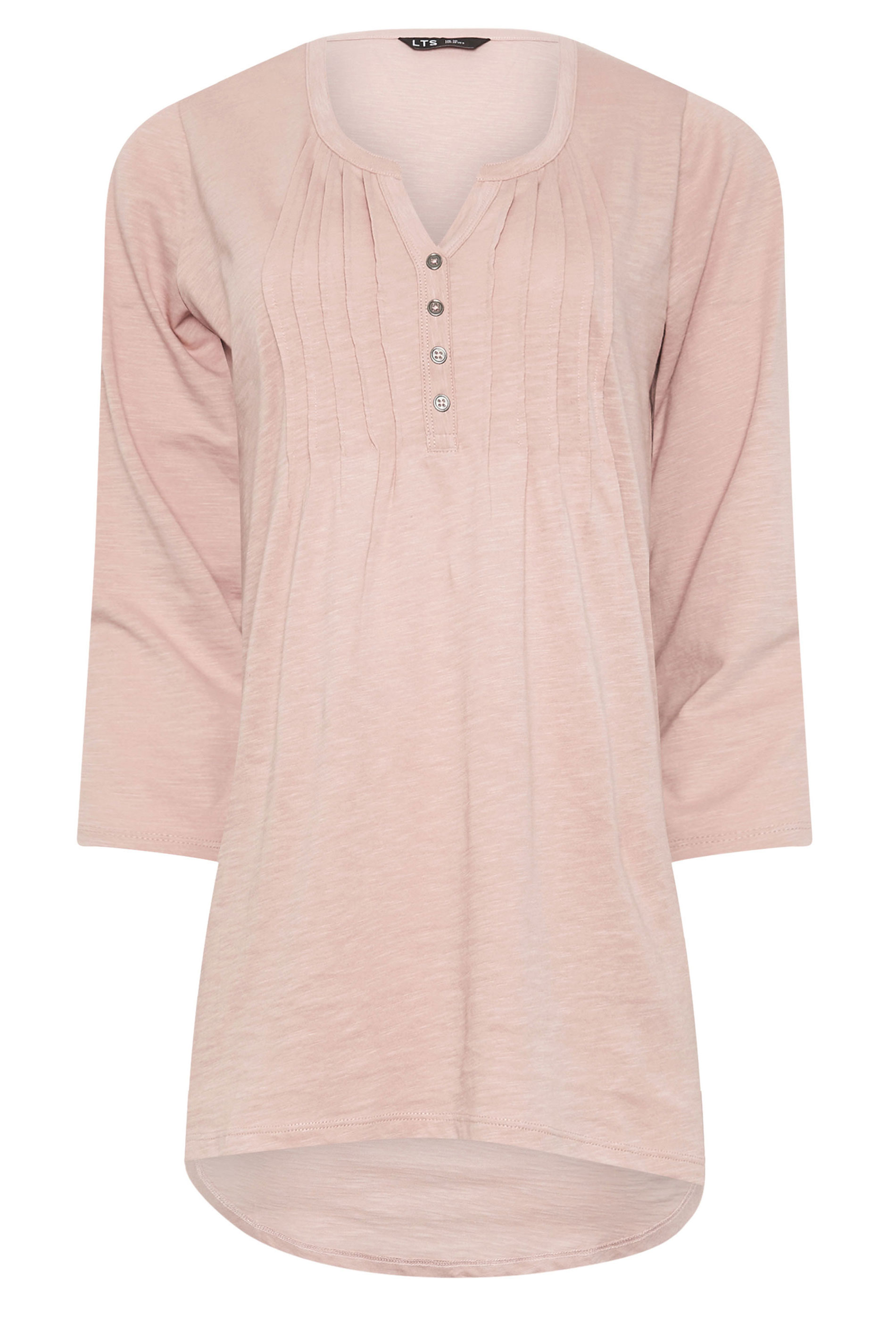 LTS Tall Light Pink Cotton Henley Top | Long Tall Sally 5