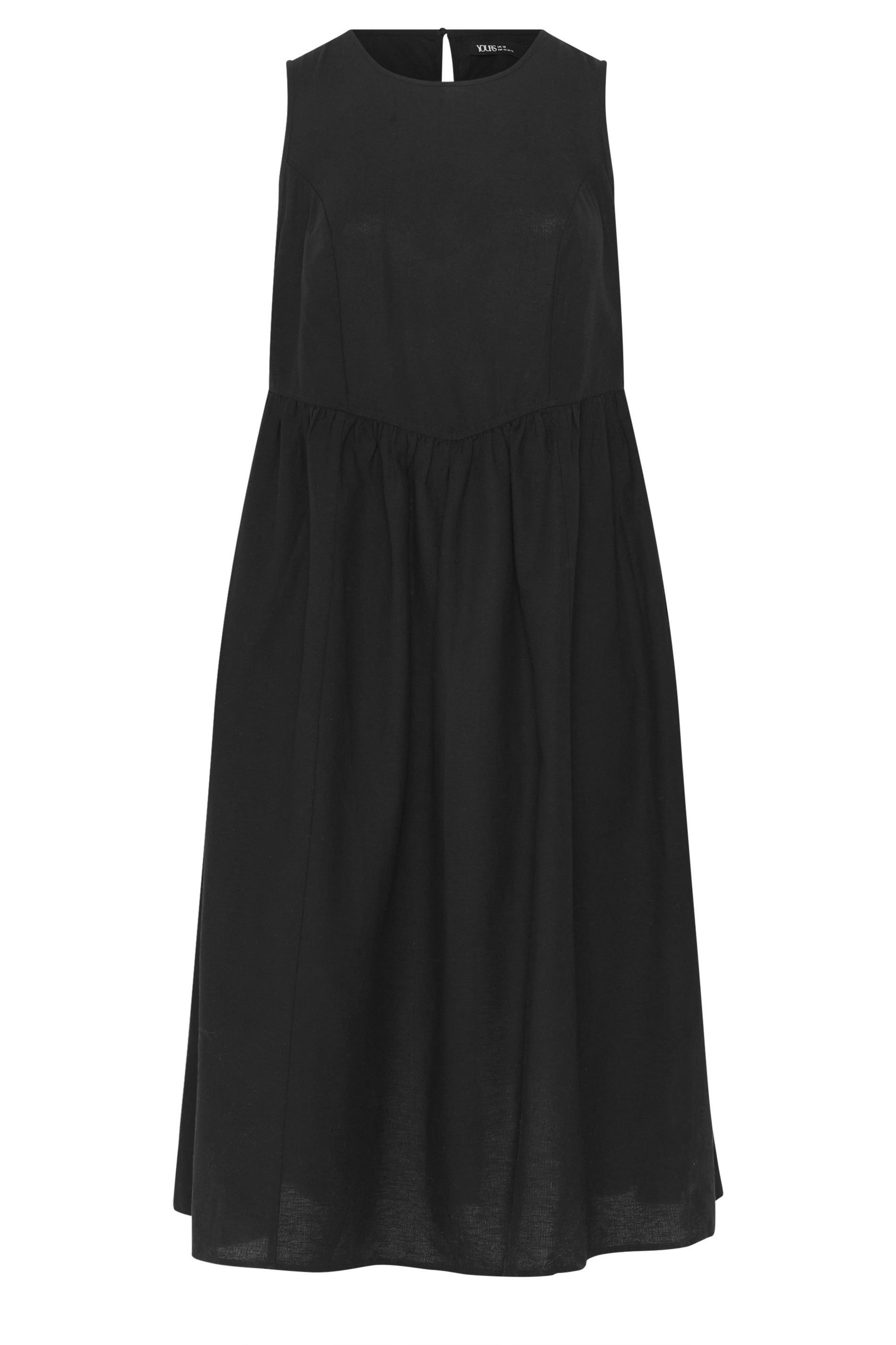 YOURS Plus Size Black Linen Midi Dress | Yours Clothing 5
