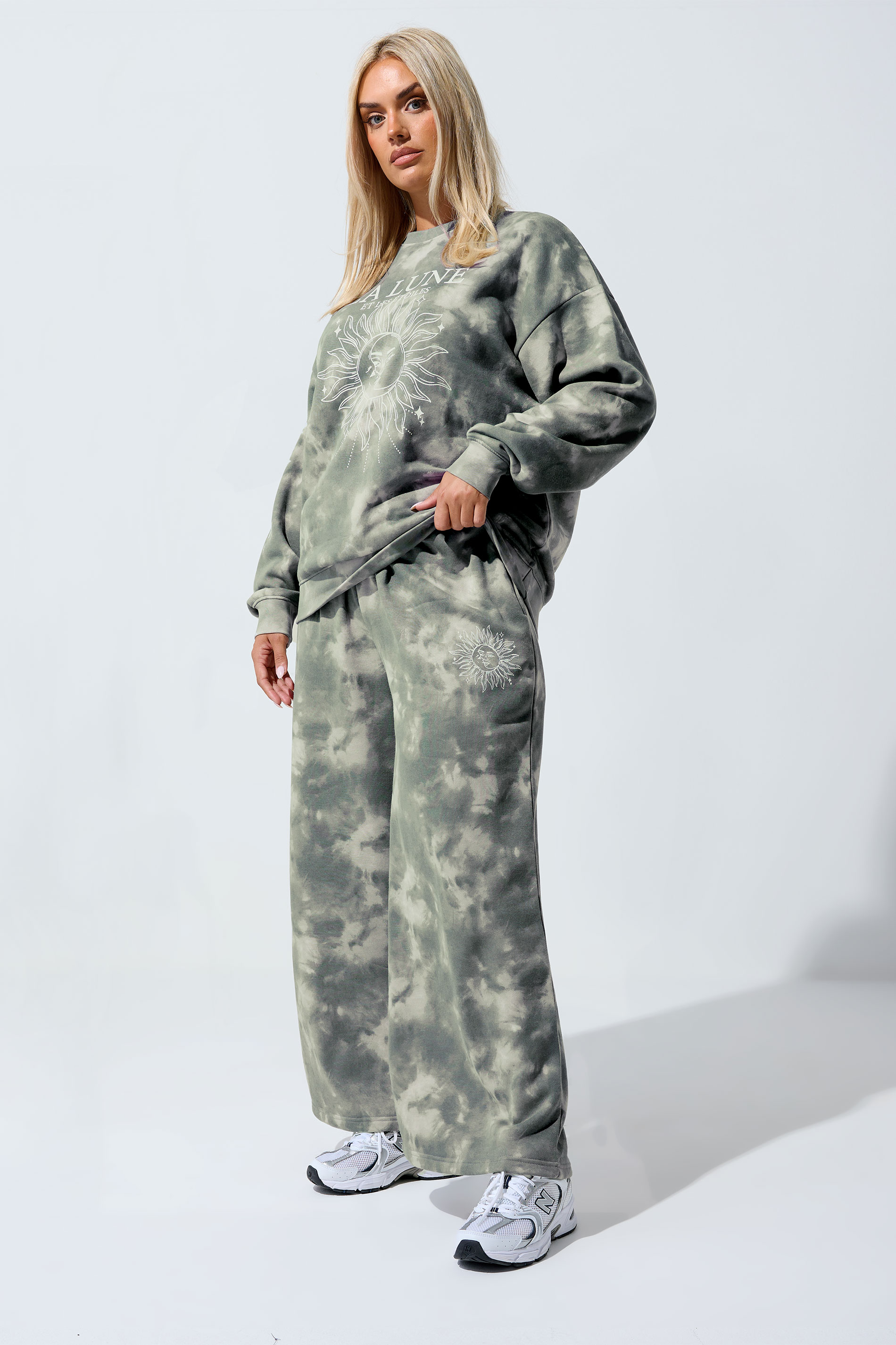 LIMITED COLLECTION Plus Size Grey 'La Lune' Tie Dye Sweatshirt | Yours Clothing 1