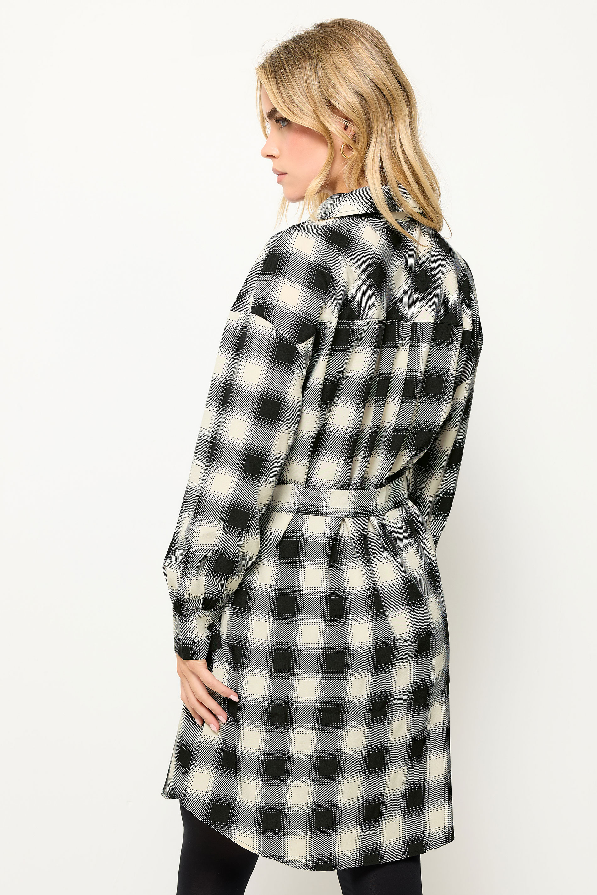 PixieGirl Petite Women's Black Check Print Shirt Dress | PixieGirl 2