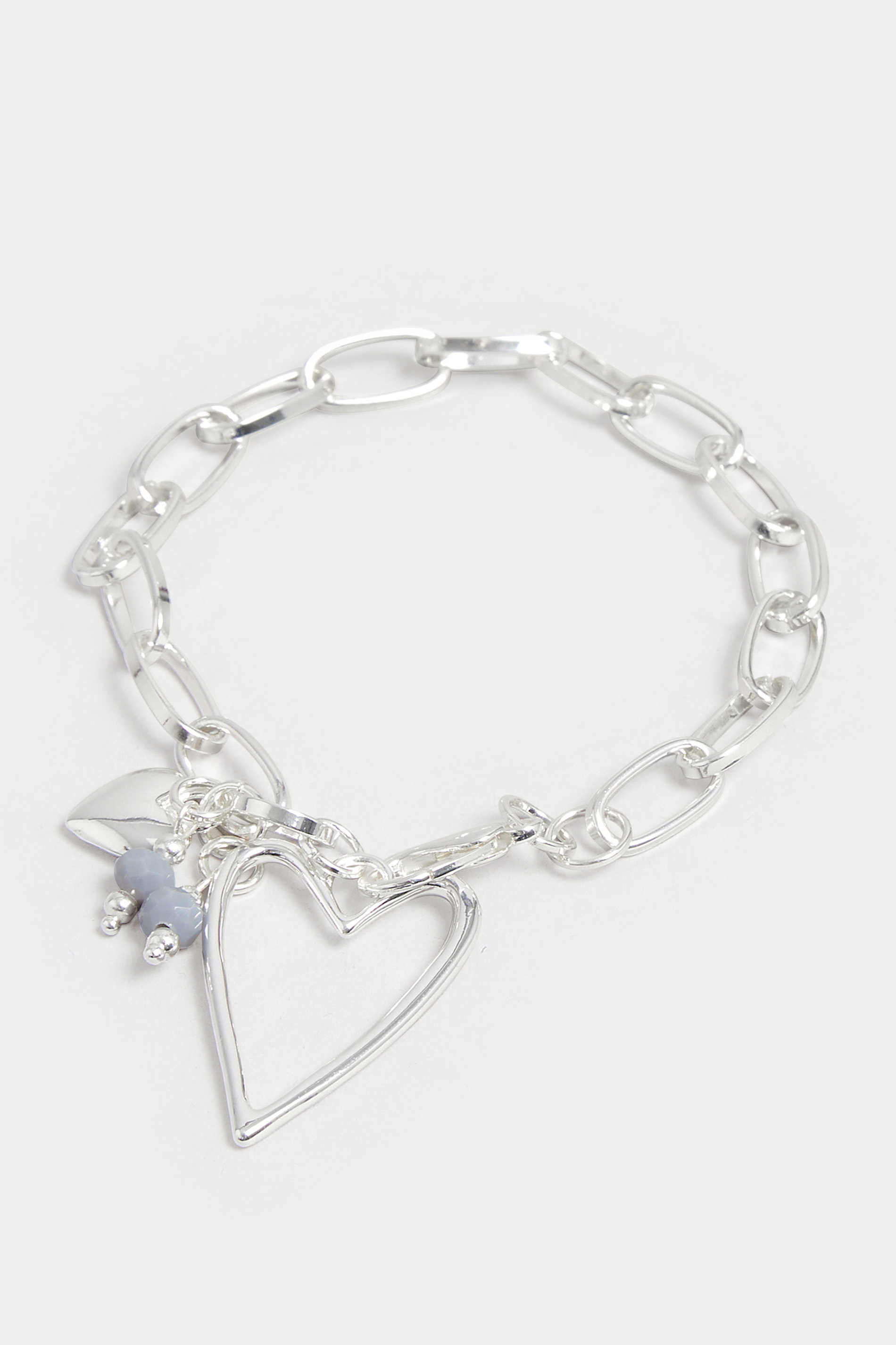 Silver Heart Charm Bracelet | Yours Clothing  2