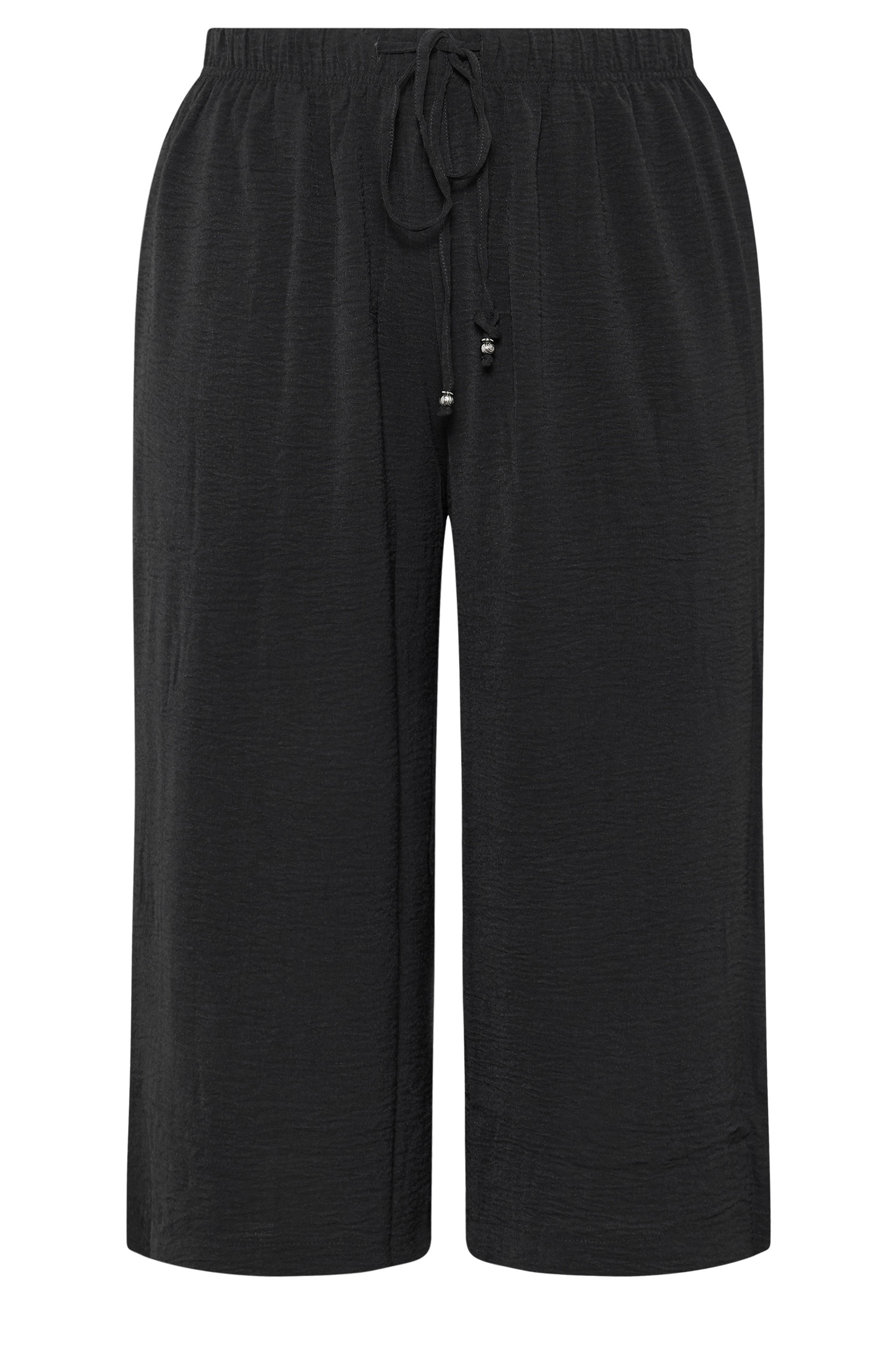 YOURS Plus Size Black Cropped Twill Culottes | Yours Clothing 5