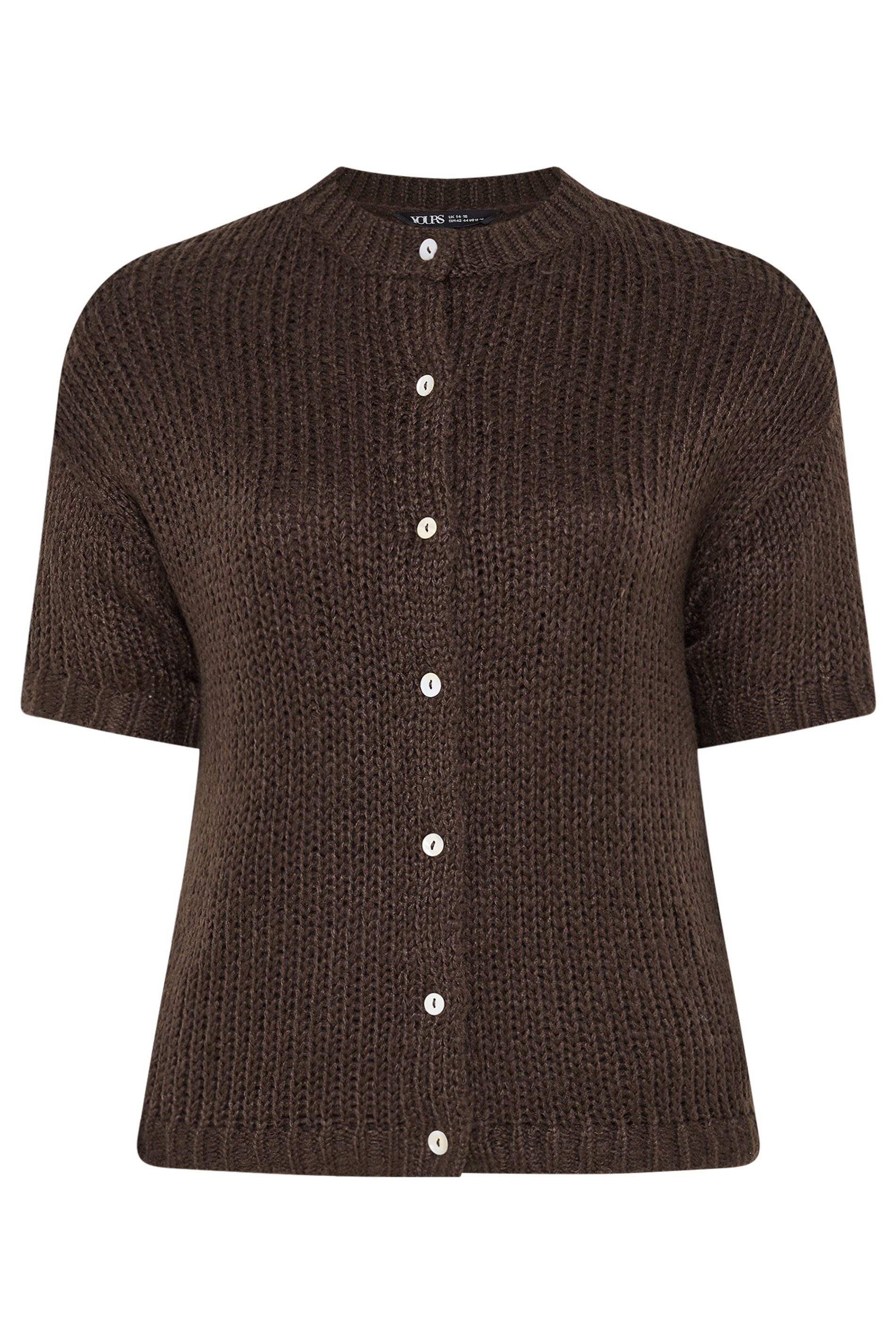 YOURS Plus Size Chocolate Brown Short Sleeve Cardigan Yours Clothing 5