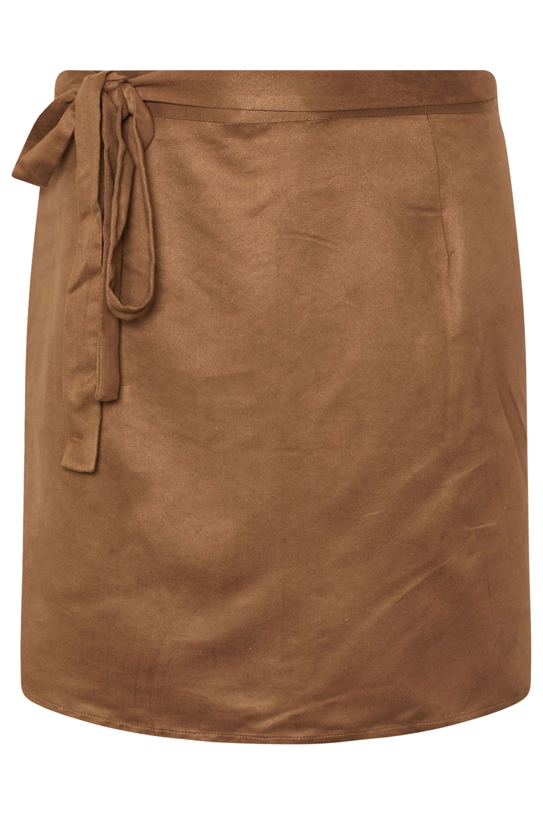 YOURS Plus Size Brown Faux Suede Wrap Mini Skirt | Yours Clothing 6