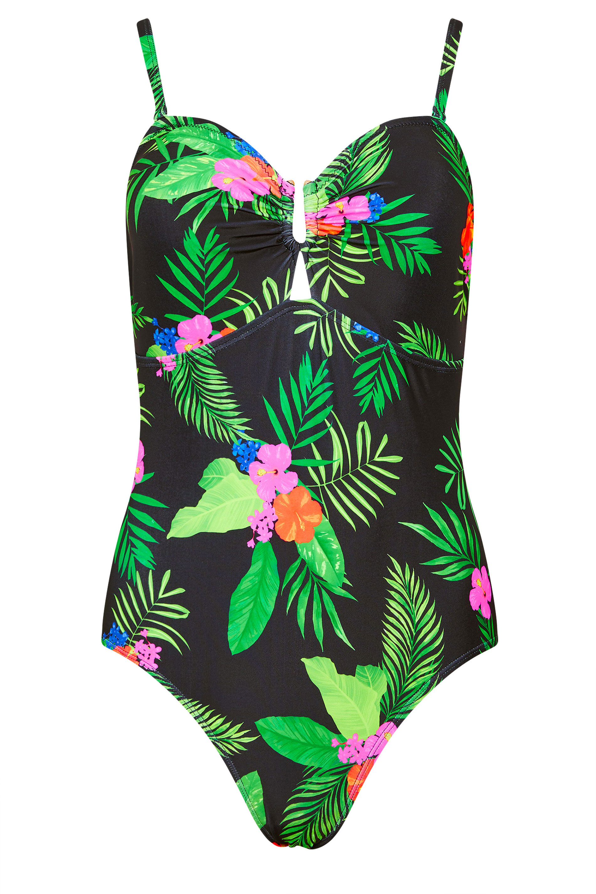 M&Co Black Tropical Print Buckle Swimsuit | M&Co 8