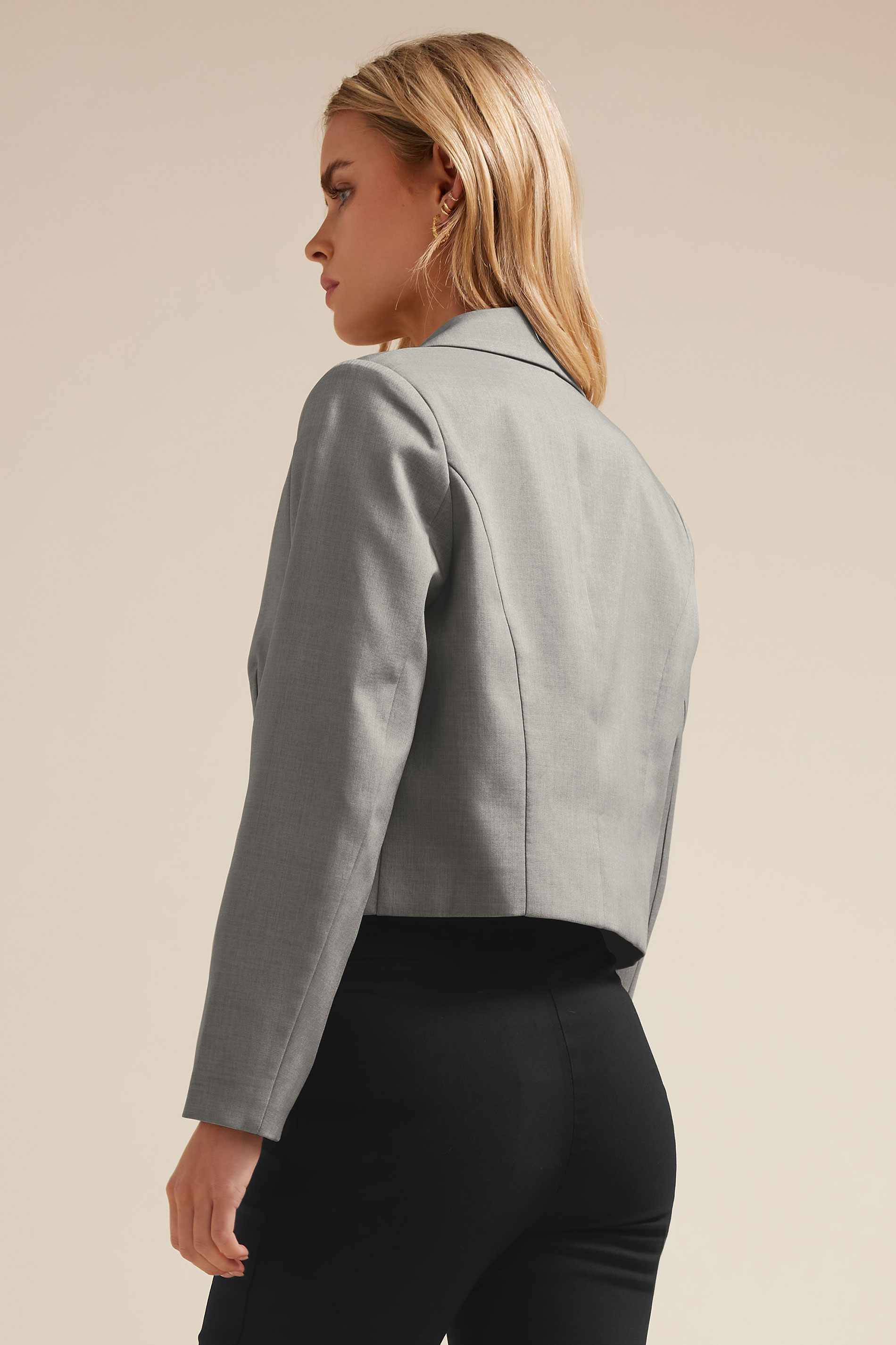 PixieGirl Petite Women's Light Grey Tailored Cropped Blazer | PixieGirl 5