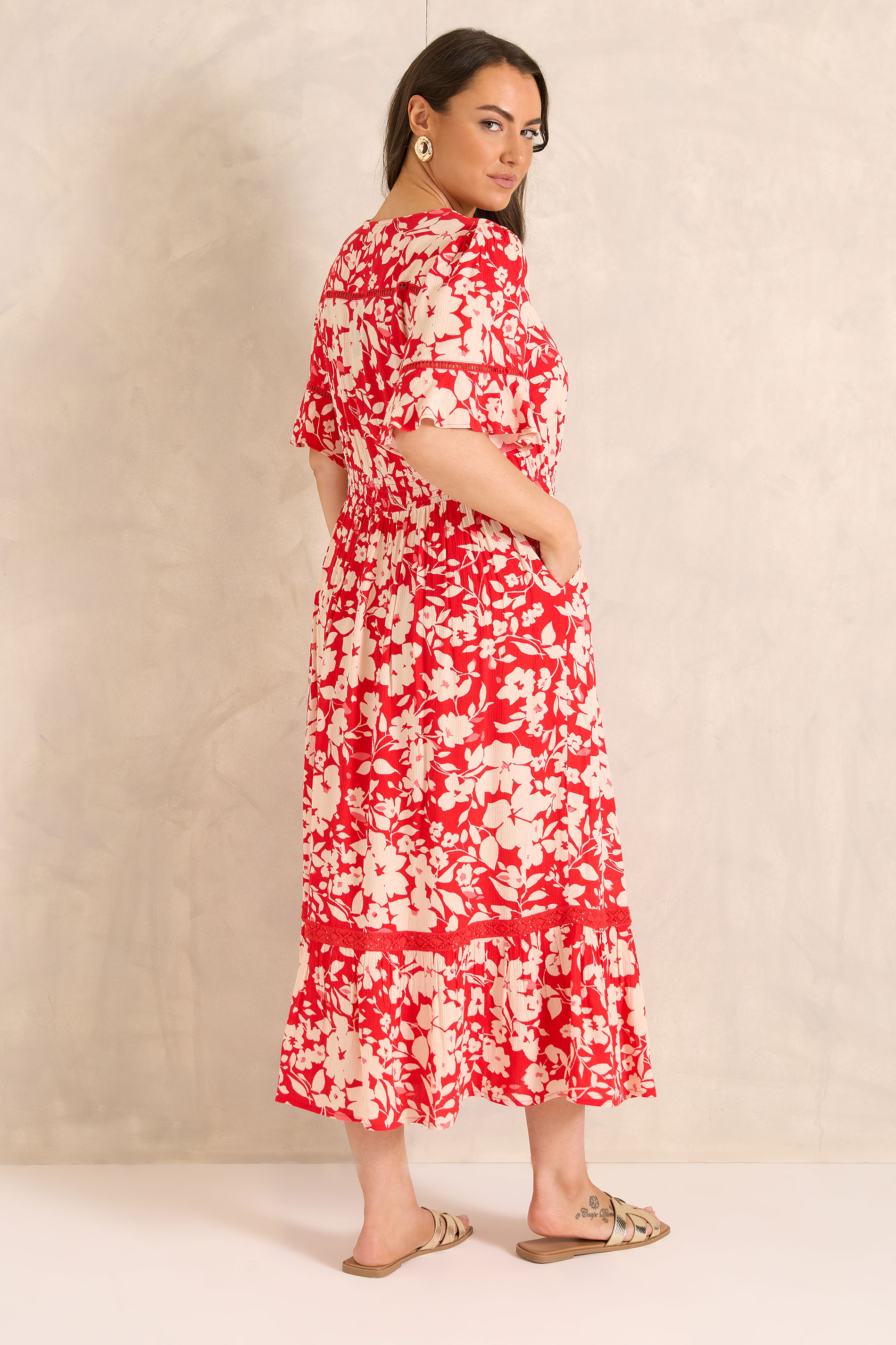 EVANS Plus Size Red Floral Button Front Maxi Dress| Evans  4