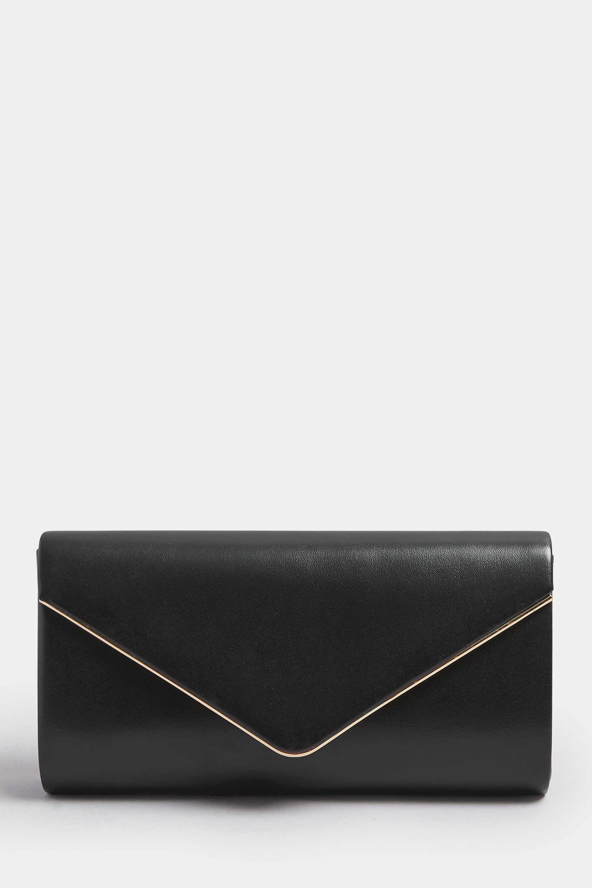 Black Faux Leather Metal Trim Clutch Bag | Yours Clothing 3