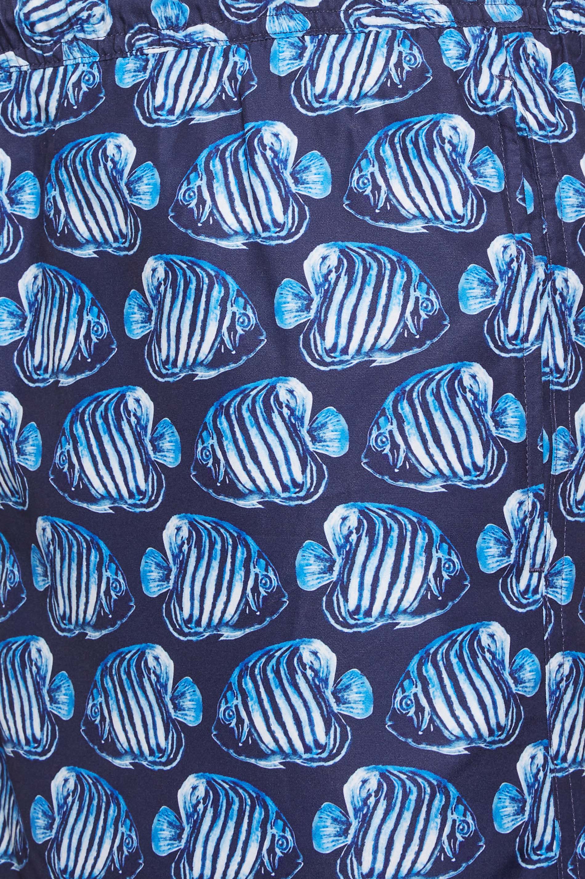 BadRhino Big & Tall Navy Blue Fish Print Swim Shorts | BadRhino  3