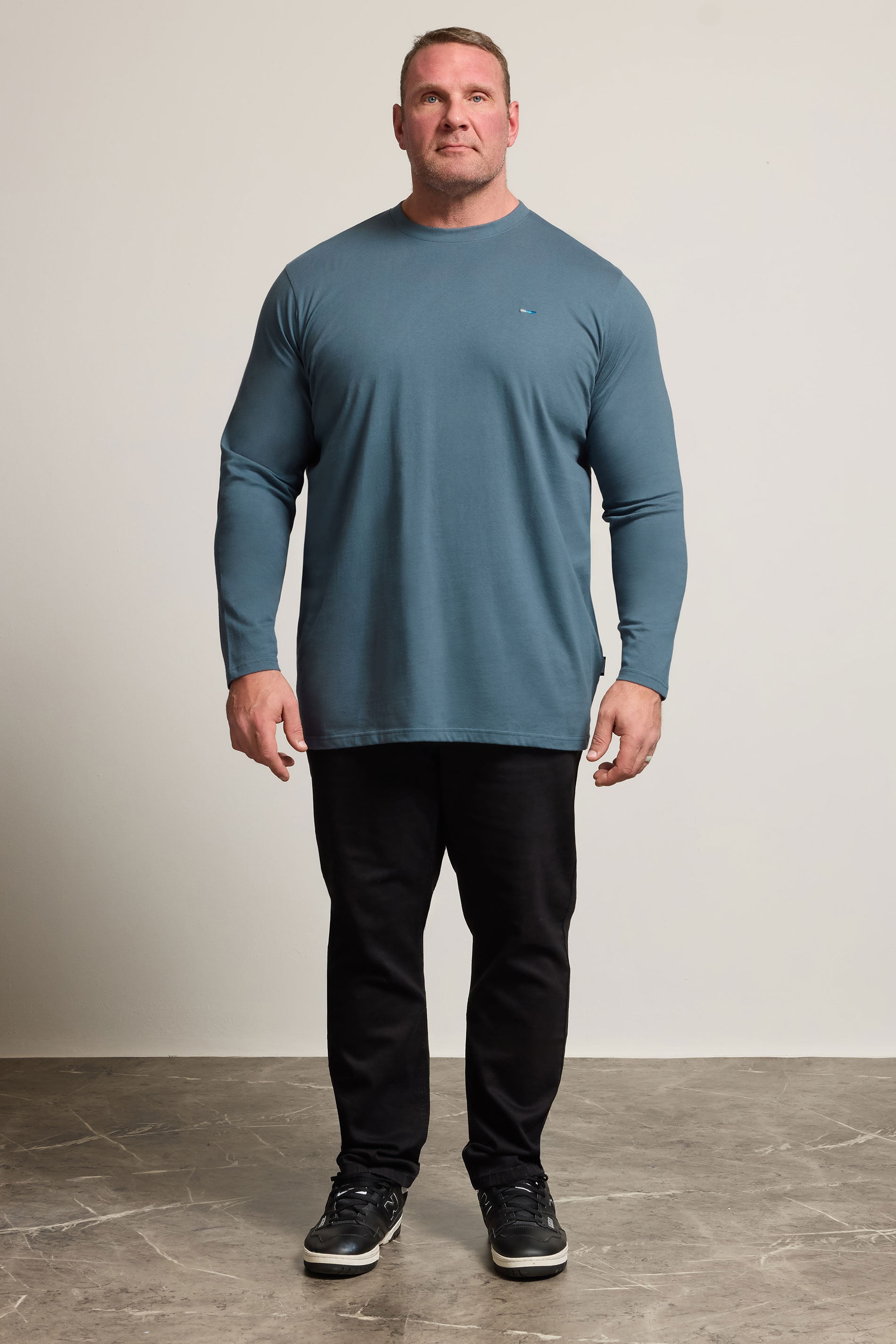 BadRhino Big & Tall Petrol Blue Extra Long Core Long Sleeve T-Shirt | BadRhino 1