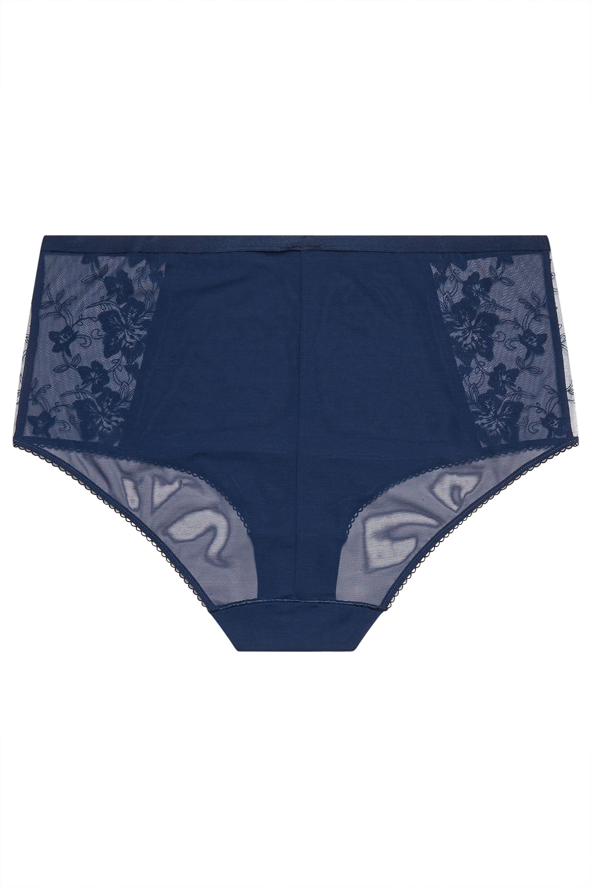 YOURSET 2 PACK Plus Size Navy Blue & White Embroidered Full Briefs | Yours Clothing 9