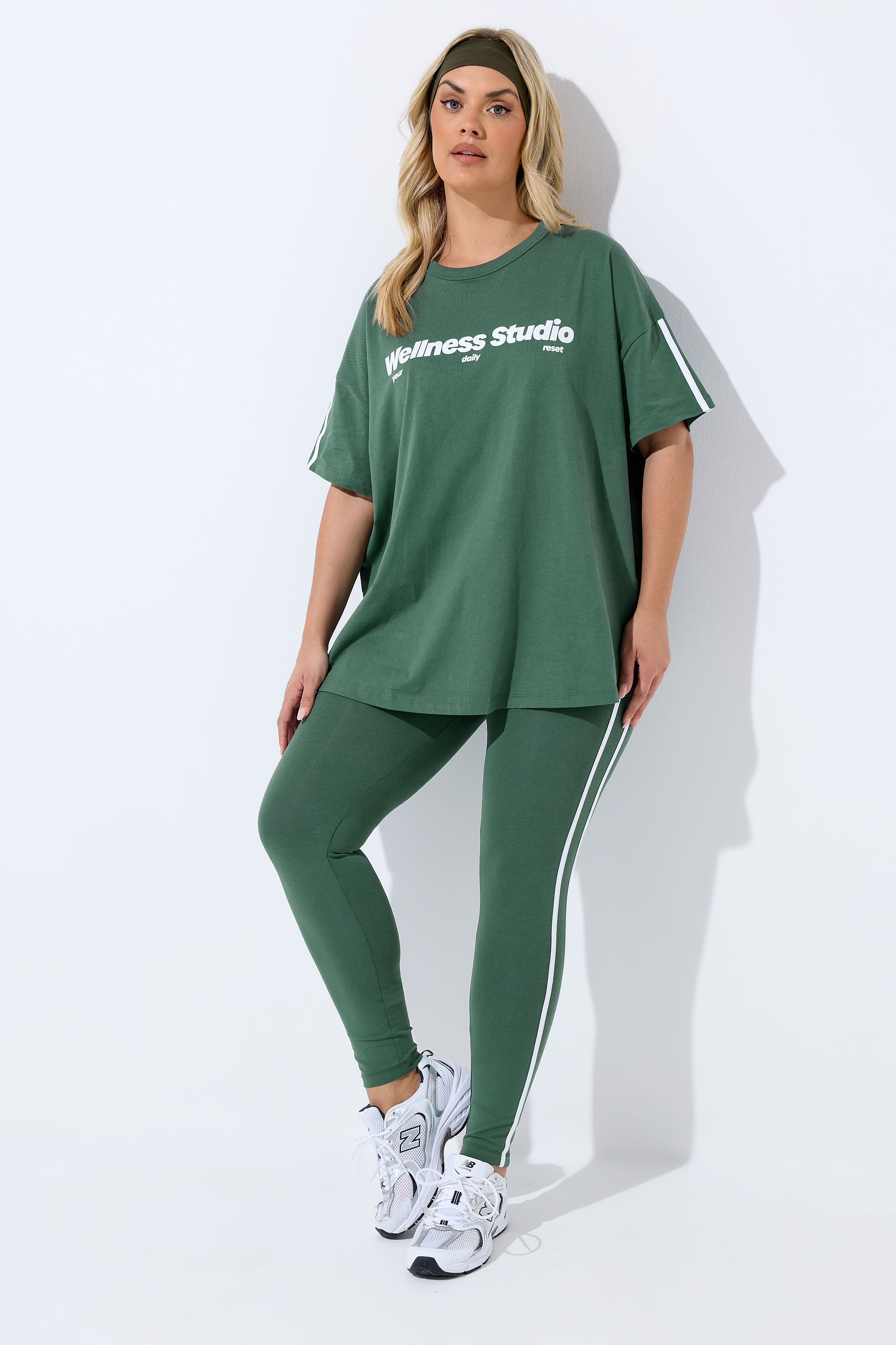 YOURS ACTIVE Plus Size Green 'Wellness Studio' T-Shirt | Yours Clothing 2
