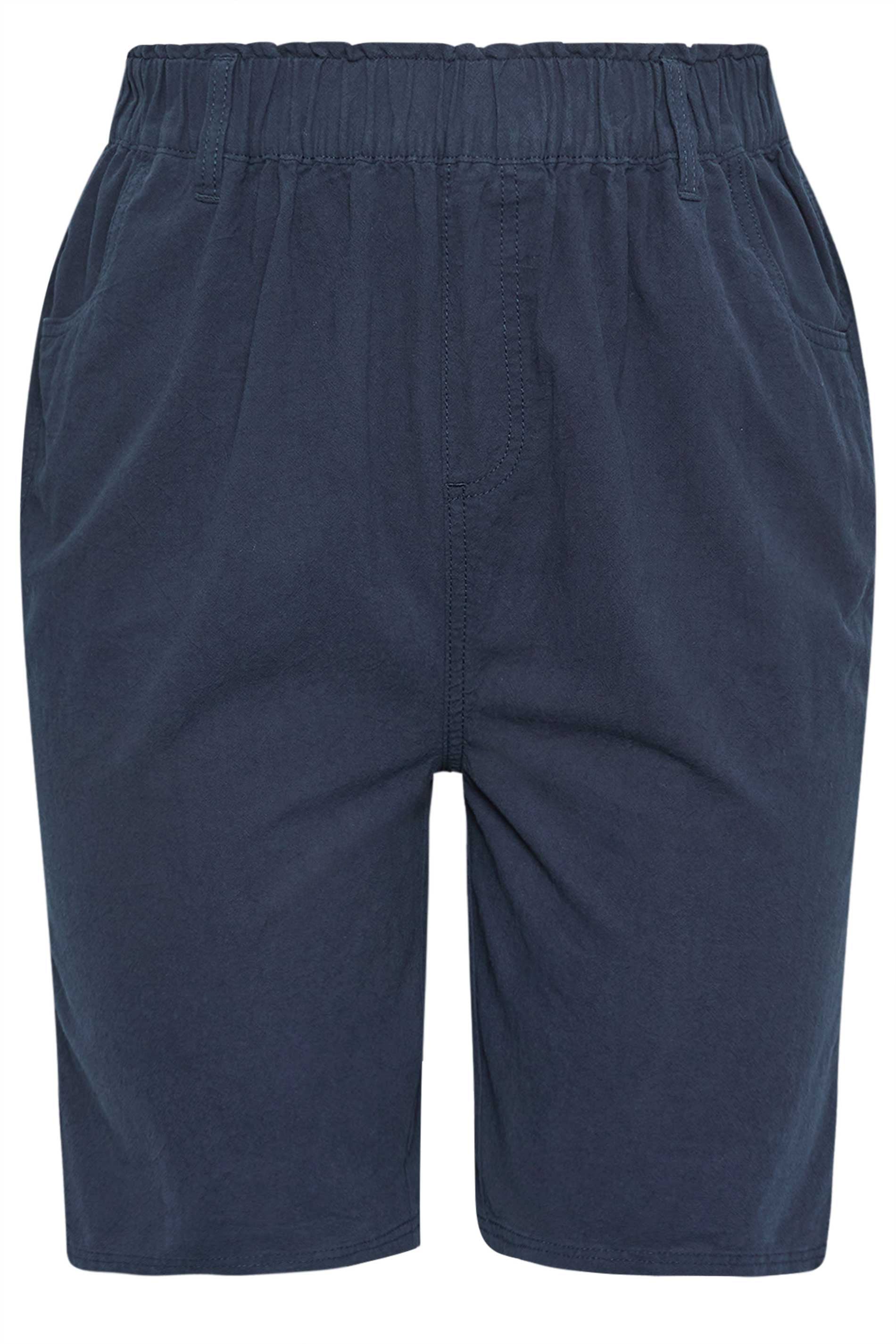 YOURS Plus Size Navy Blue Cool Cotton Shorts | Yours Clothing 5