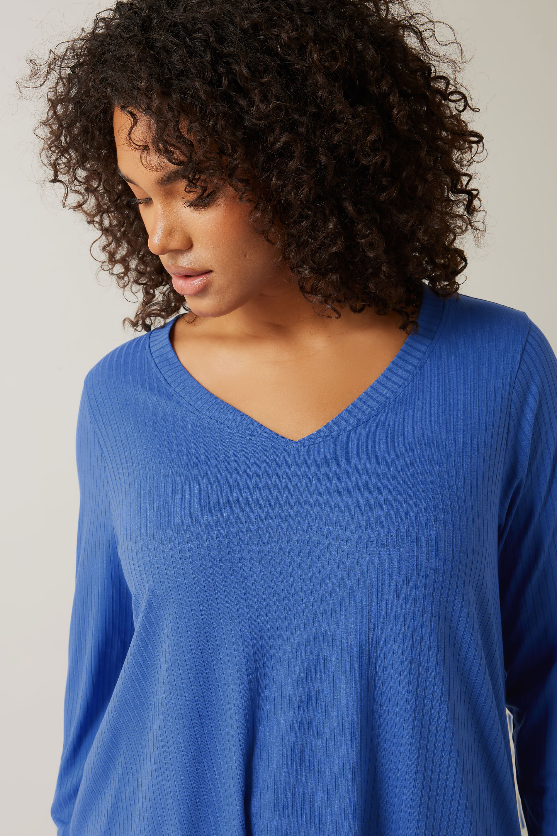 EVANS Plus Size Blue Premium Ribbed Modal Blend Swing Top | Evans 5