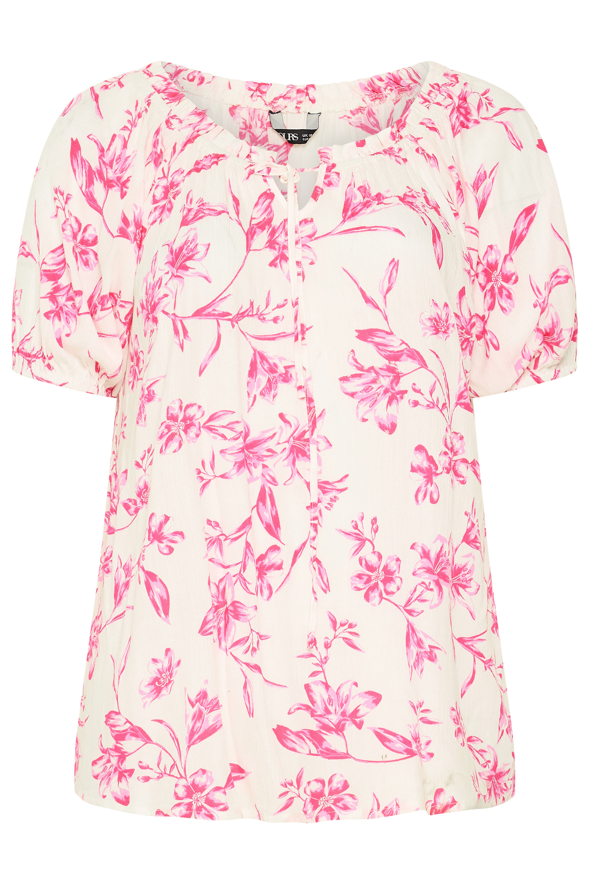 YOURS Plus Size Pink Floral Bardot Top | Yours Clothing 5