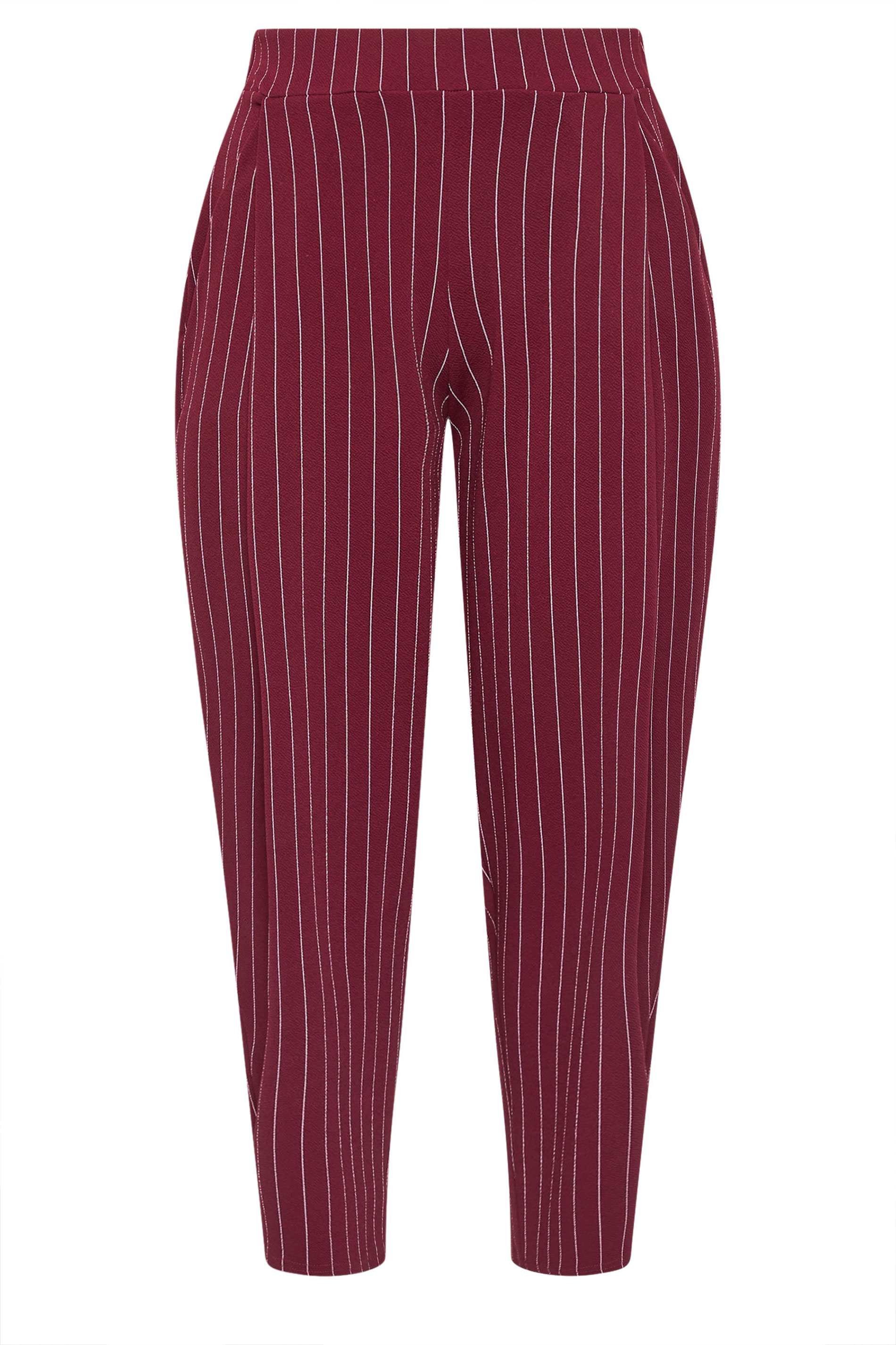 LIMITED COLLECTION Plus Size Burgundy Red Pinstripe Barrel Trousers | Yours Clothing 5
