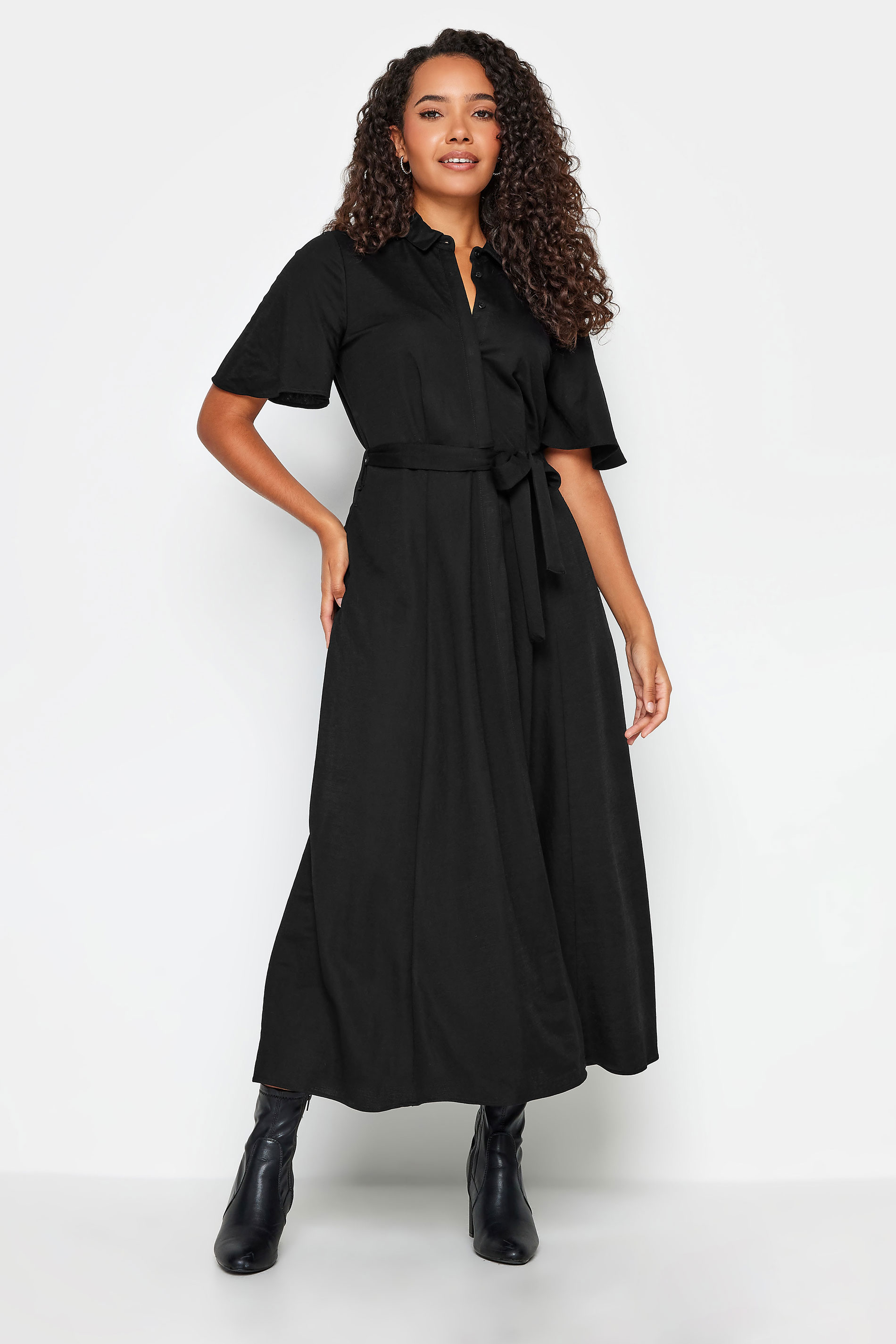 M&Co Black Button Through Collared Midaxi Dress | M&Co 2