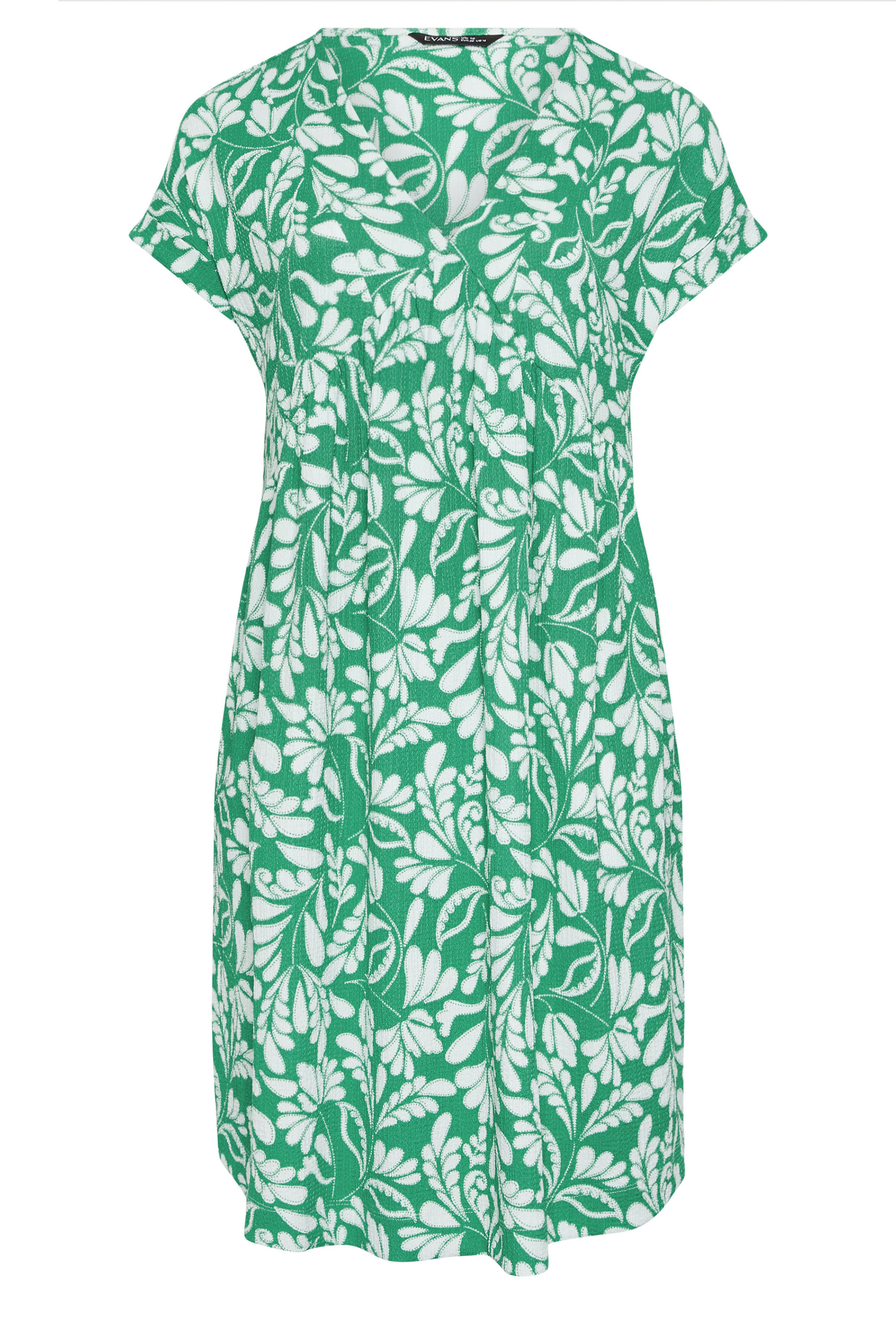 EVANS Plus Size Green Leaf Print Midi Dress | Evans 5