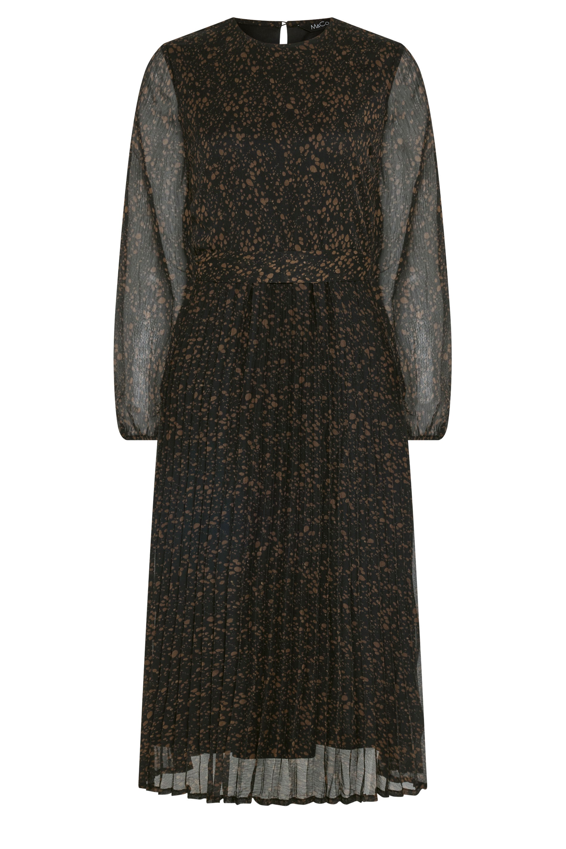 M&Co Women's Black Abstract Spot Pleated Midi Dress | M&Co 5