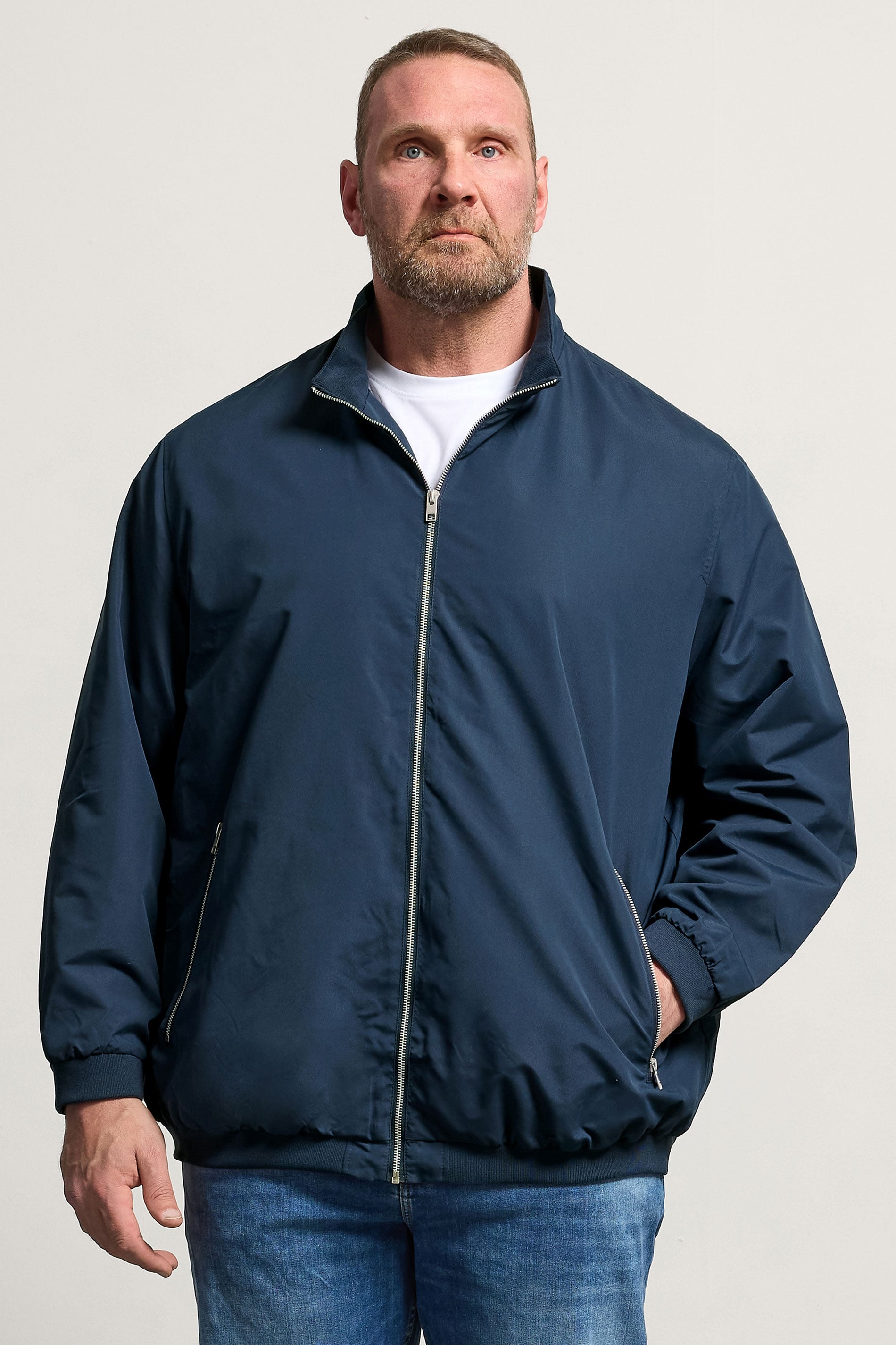 JACK & JONES Big & Tall Navy Blue Bomber Jacket | BadRhino 3